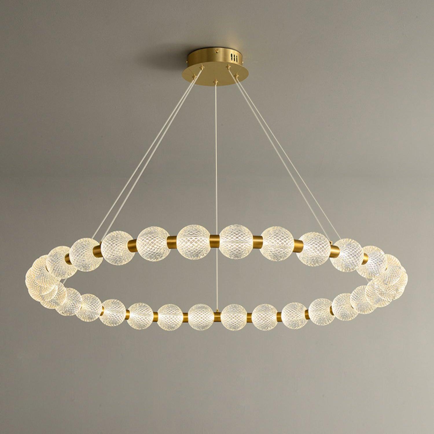 Lustra Chandelier Pearl Gold Ring Elegant-Neutral Decor