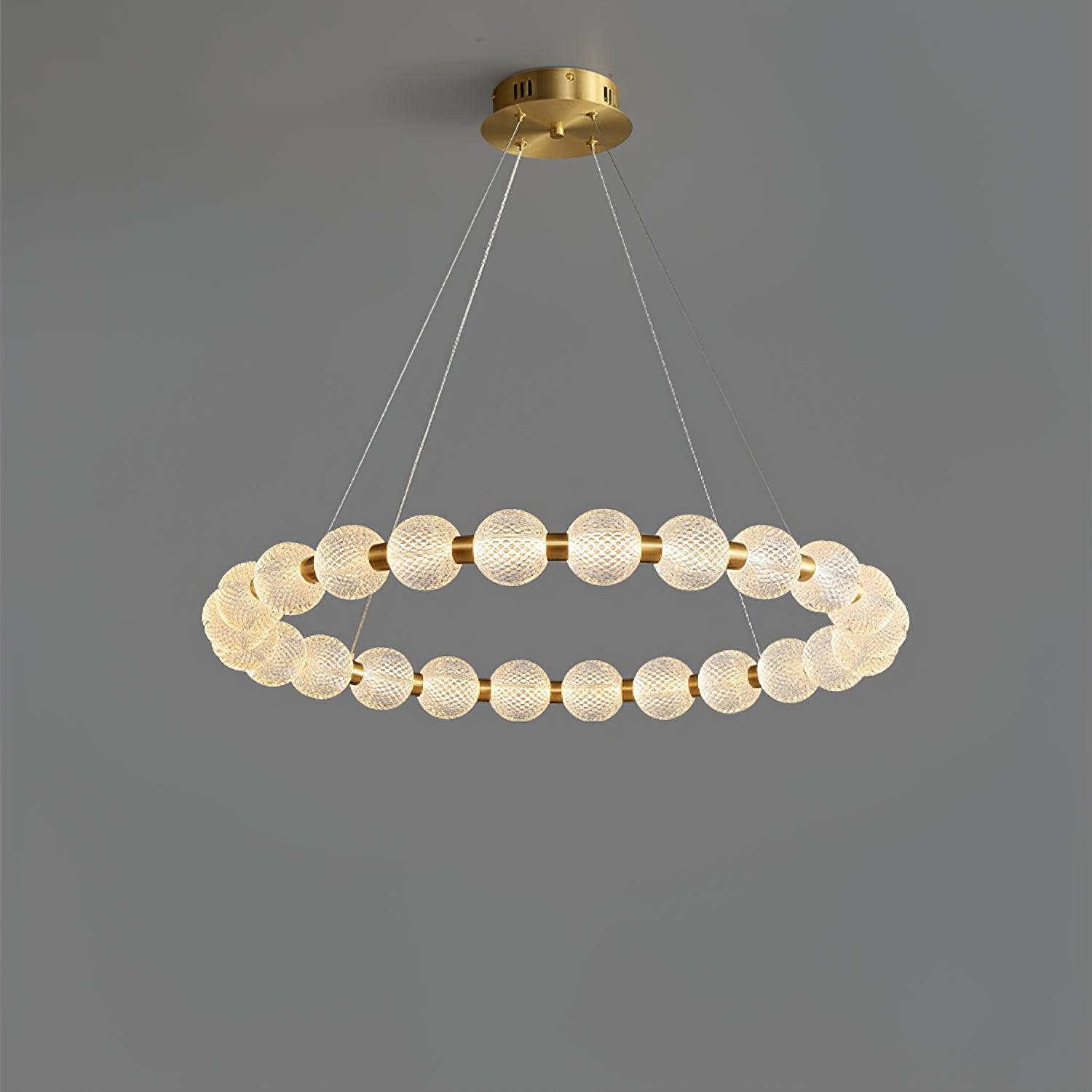 Lustra Chandelier Pearl Gold Ring Elegant-Neutral Decor