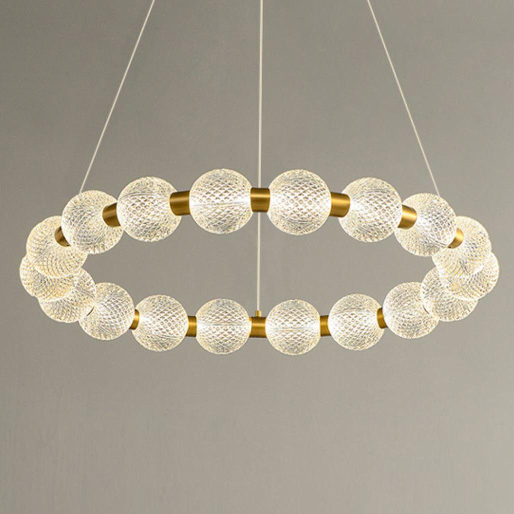 Lustra Chandelier Pearl Gold Ring Elegant-Neutral Decor