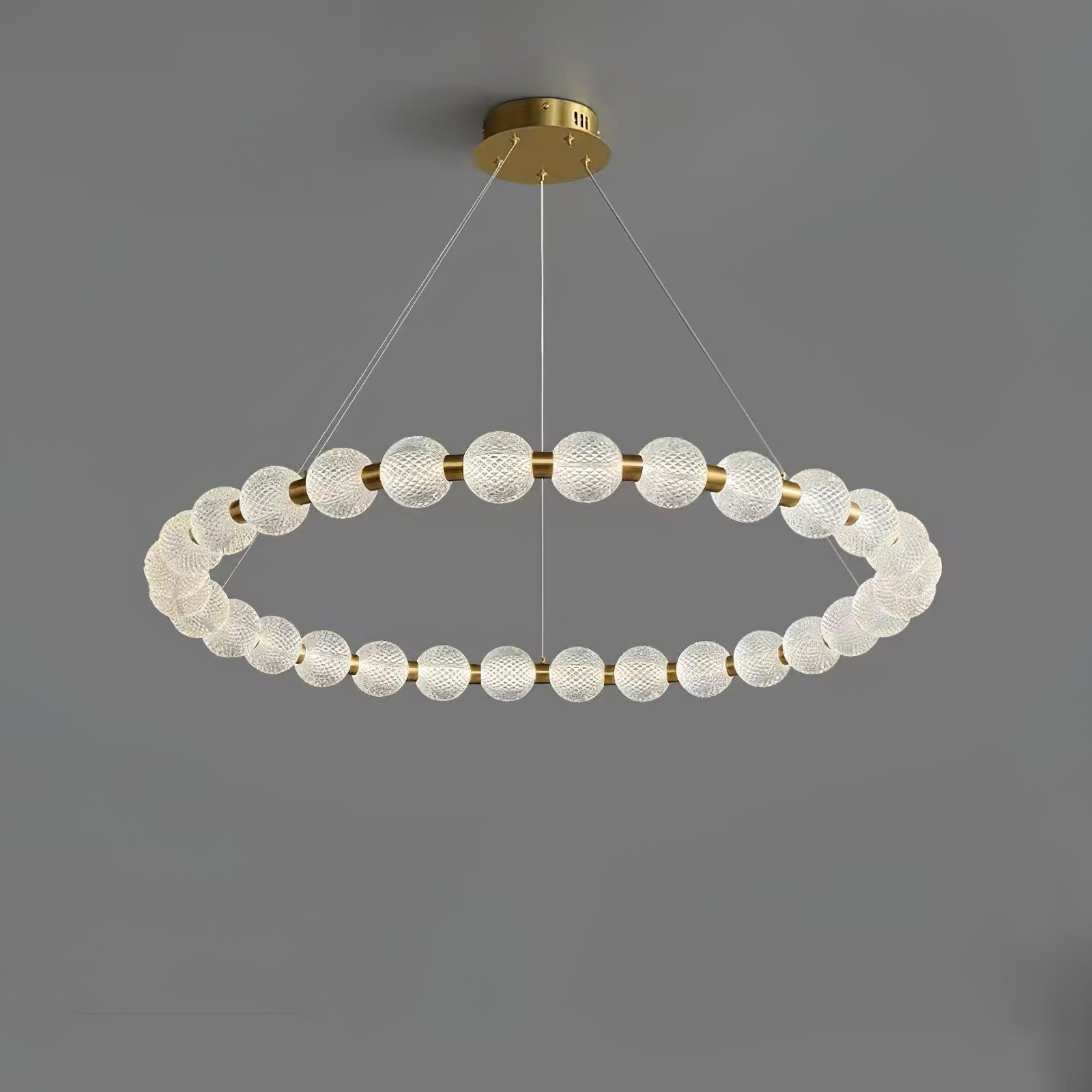 Lustra Chandelier Pearl Gold Ring Elegant-Neutral Decor