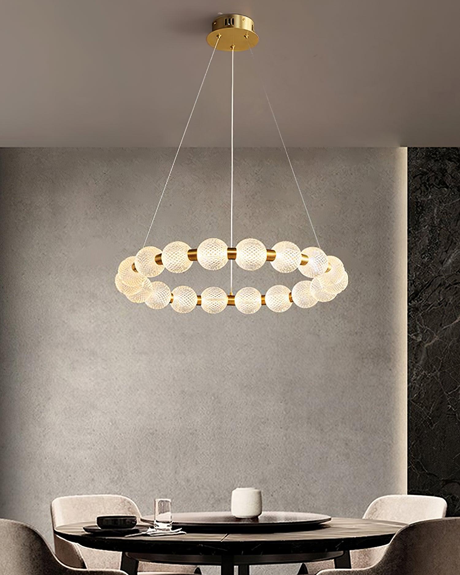 Lustra Chandelier Pearl Gold Ring Elegant-Neutral Decor