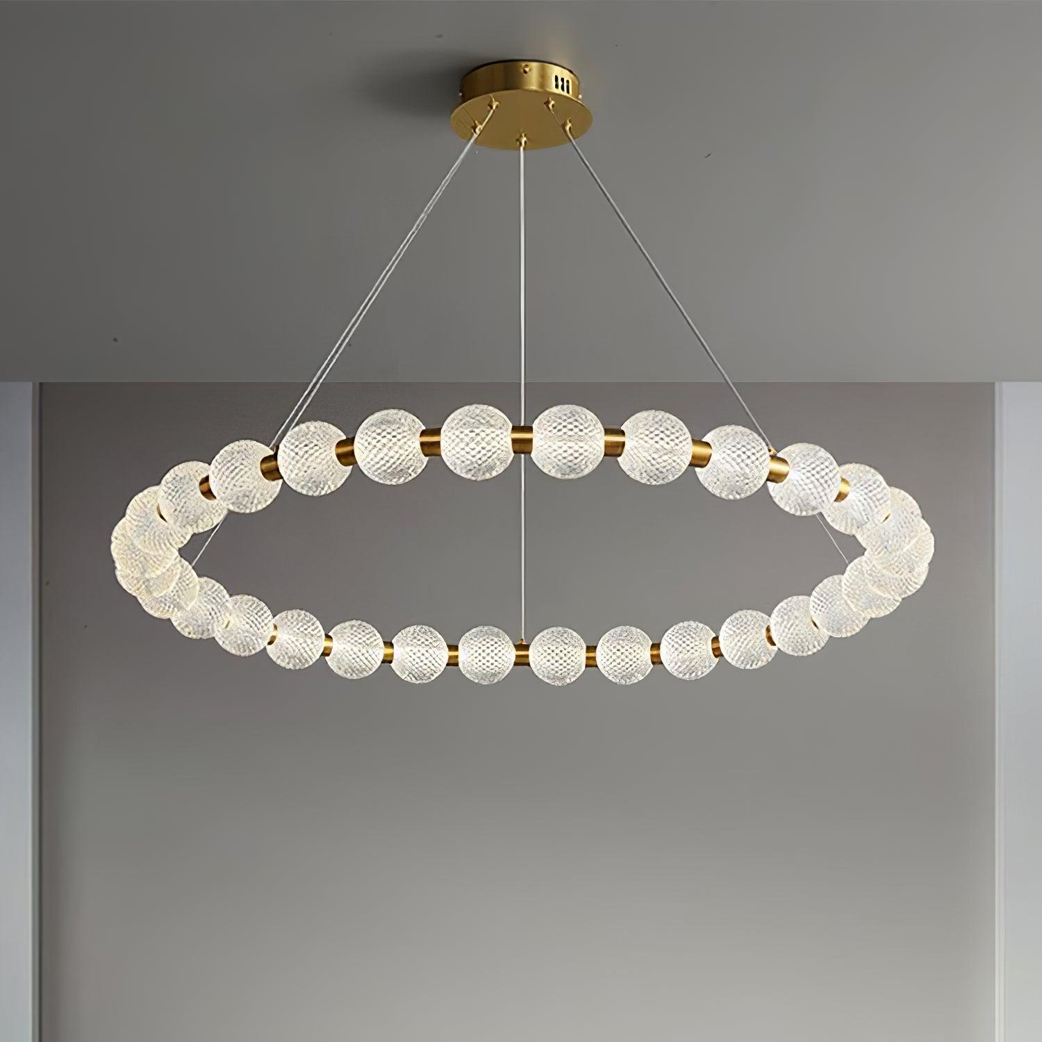 Lustra Chandelier Pearl Gold Ring Elegant-Neutral Decor