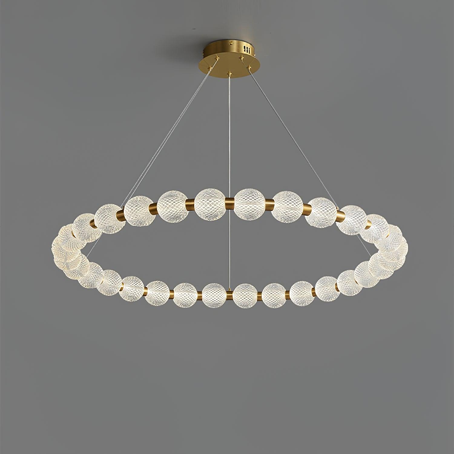 Lustra Chandelier Pearl Gold Ring Elegant-Neutral Decor