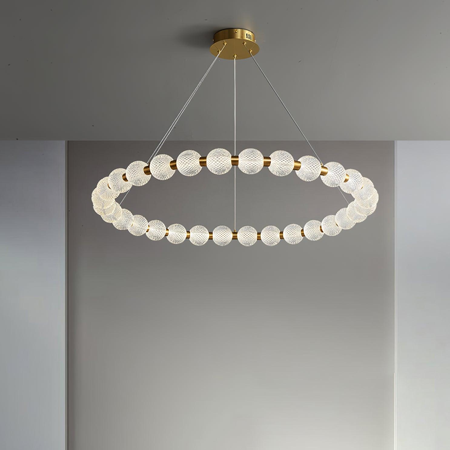 Lustra Chandelier Pearl Gold Ring Elegant-Neutral Decor