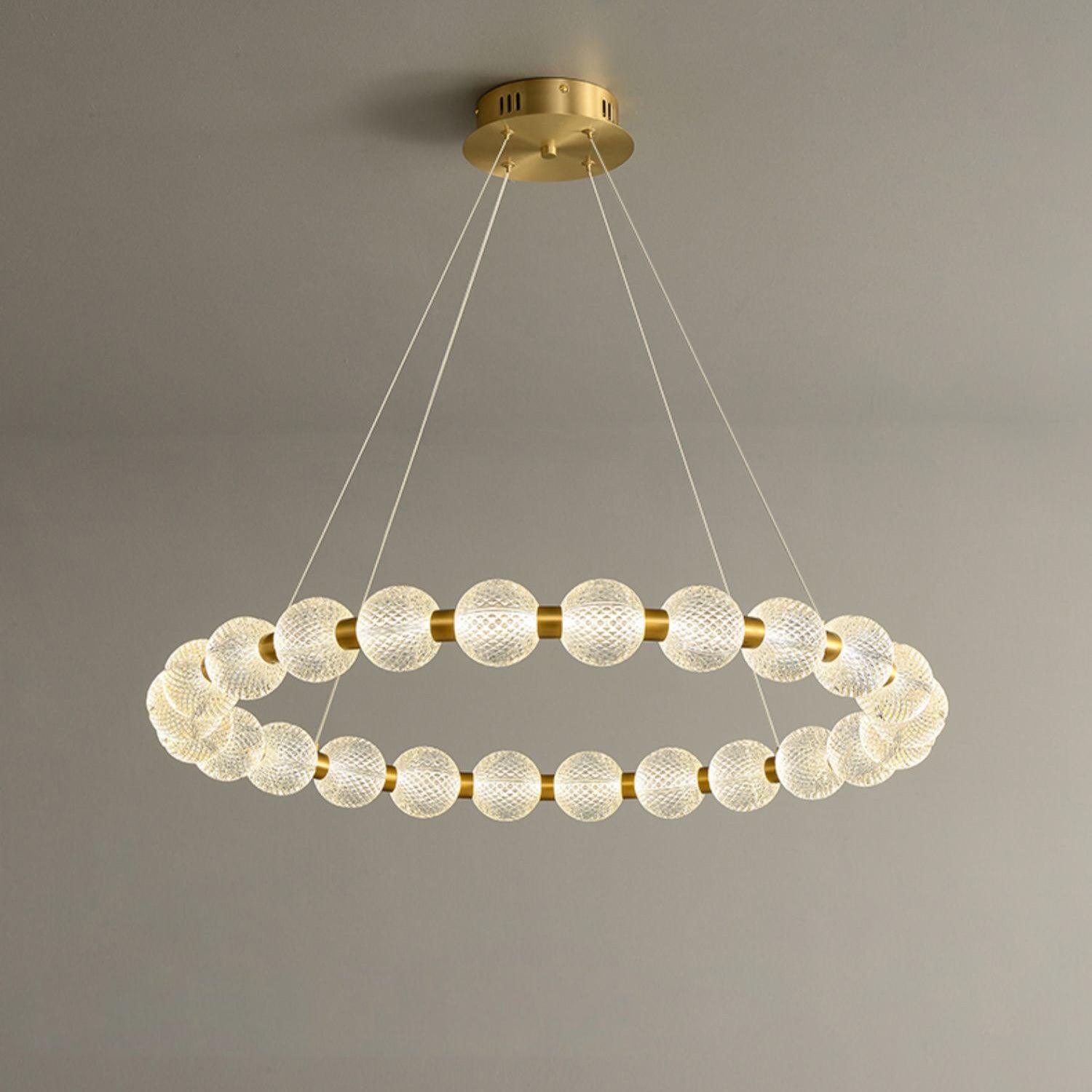 Lustra Chandelier Pearl Gold Ring Elegant-Neutral Decor