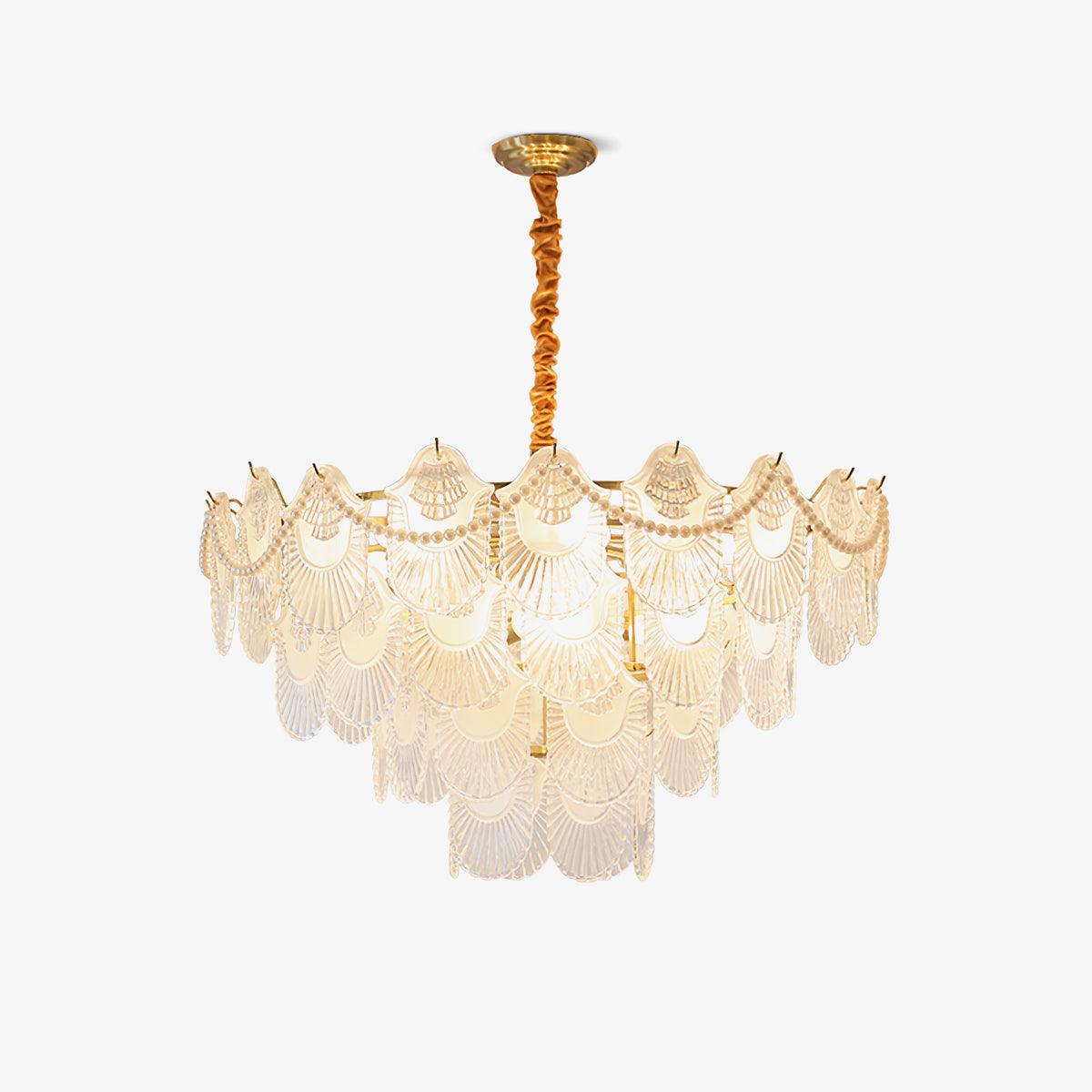 Lustra Chandelier Pearl Glass Shell-Neutral Decor