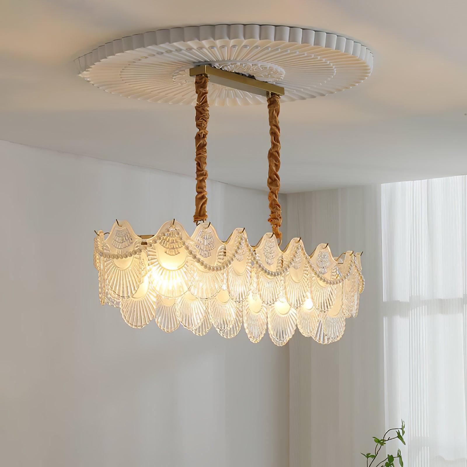 Lustra Chandelier Pearl Glass Shell-Neutral Decor