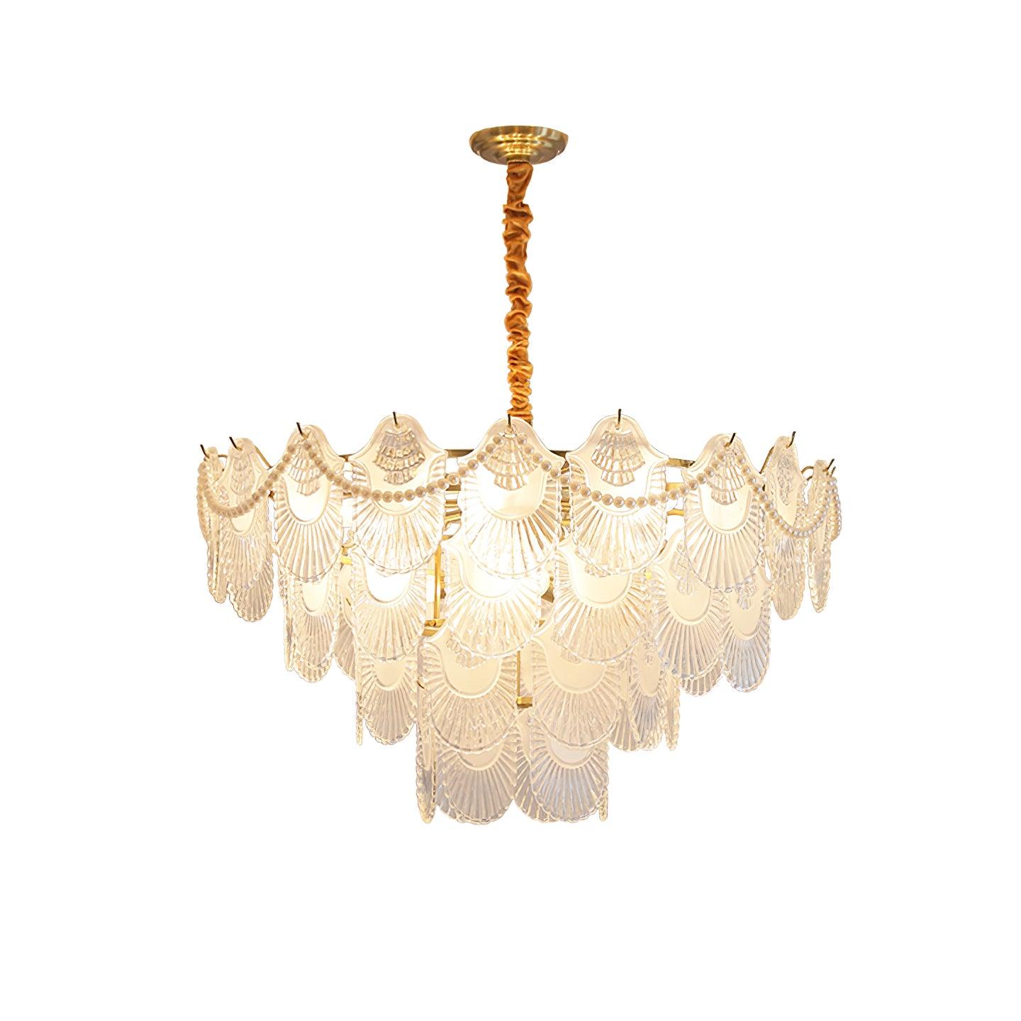 Lustra Chandelier Pearl Glass Shell-Neutral Decor