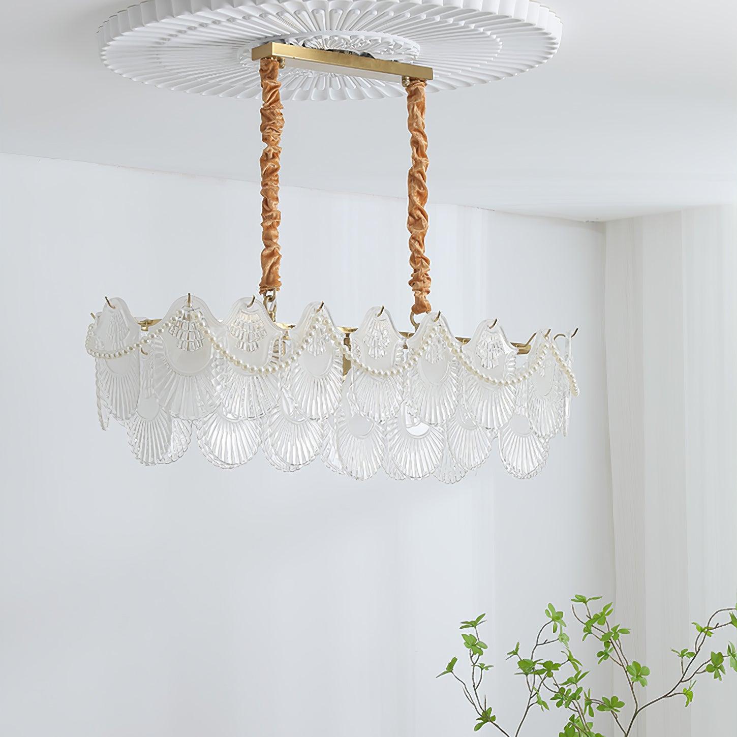 Lustra Chandelier Pearl Glass Shell-Neutral Decor