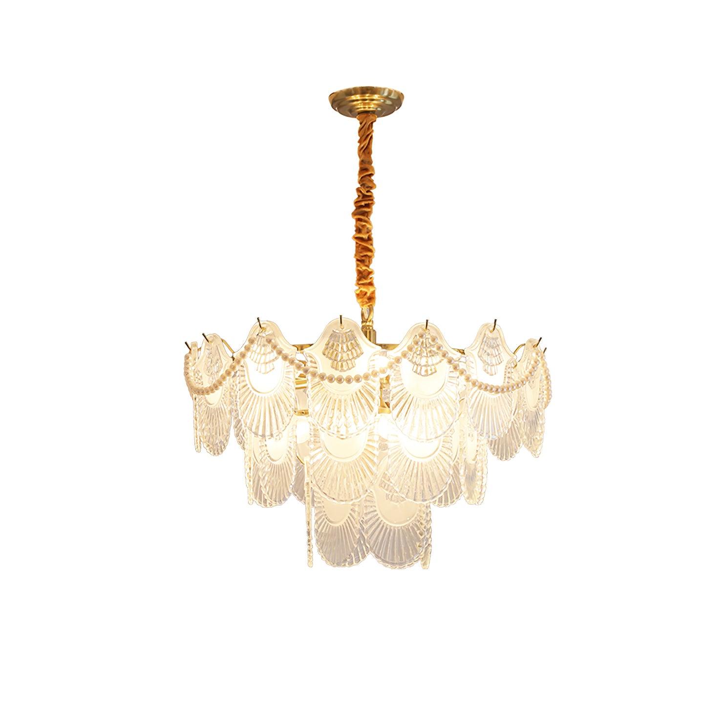 Lustra Chandelier Pearl Glass Shell-Neutral Decor
