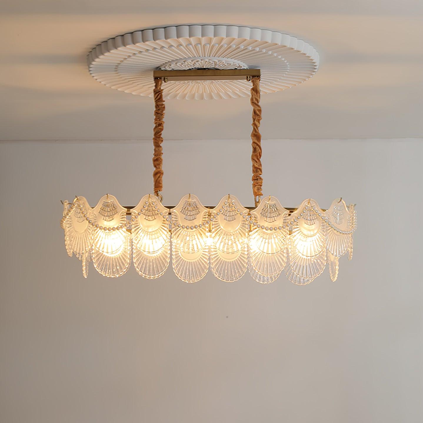 Lustra Chandelier Pearl Glass Shell-Neutral Decor