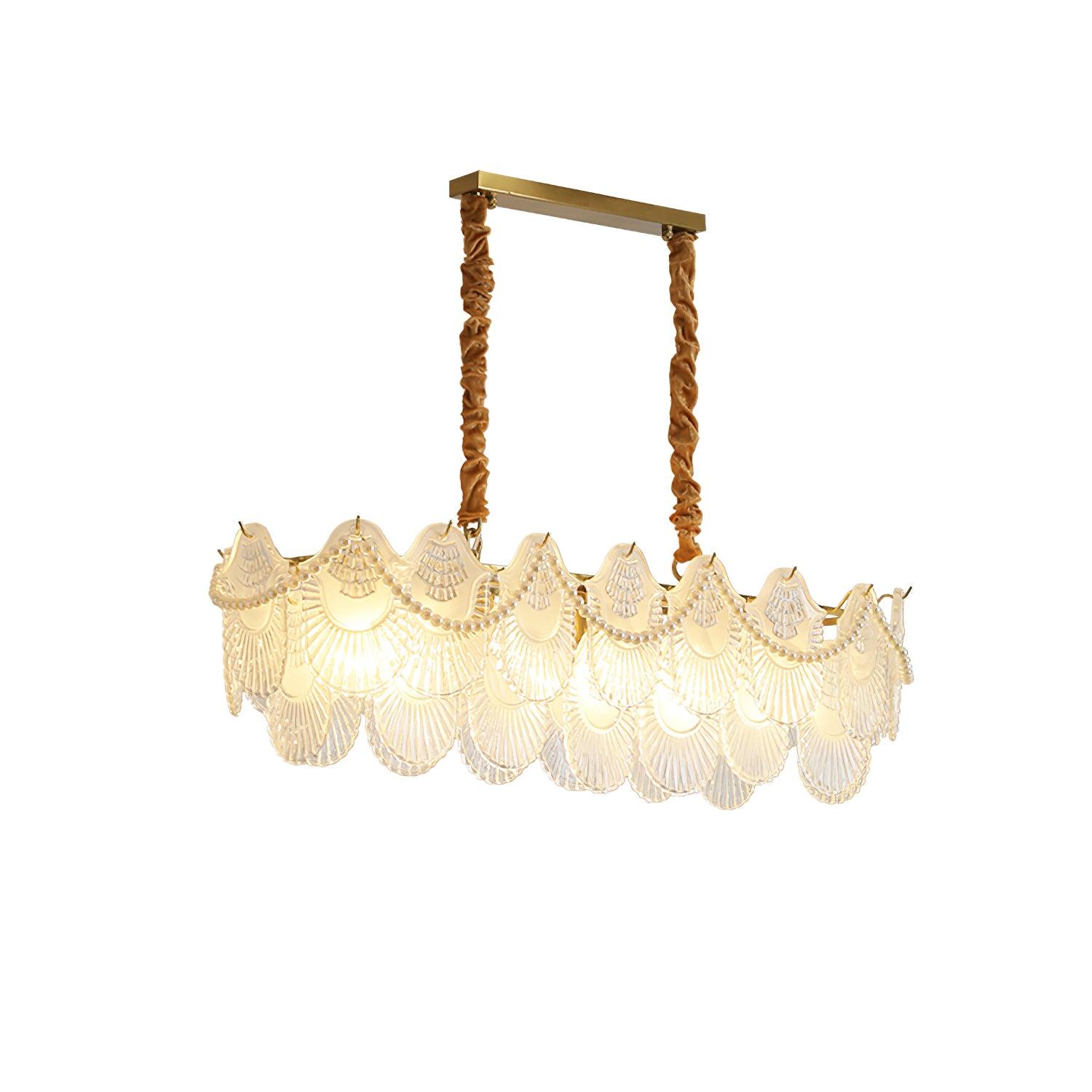 Lustra Chandelier Pearl Glass Shell-Neutral Decor