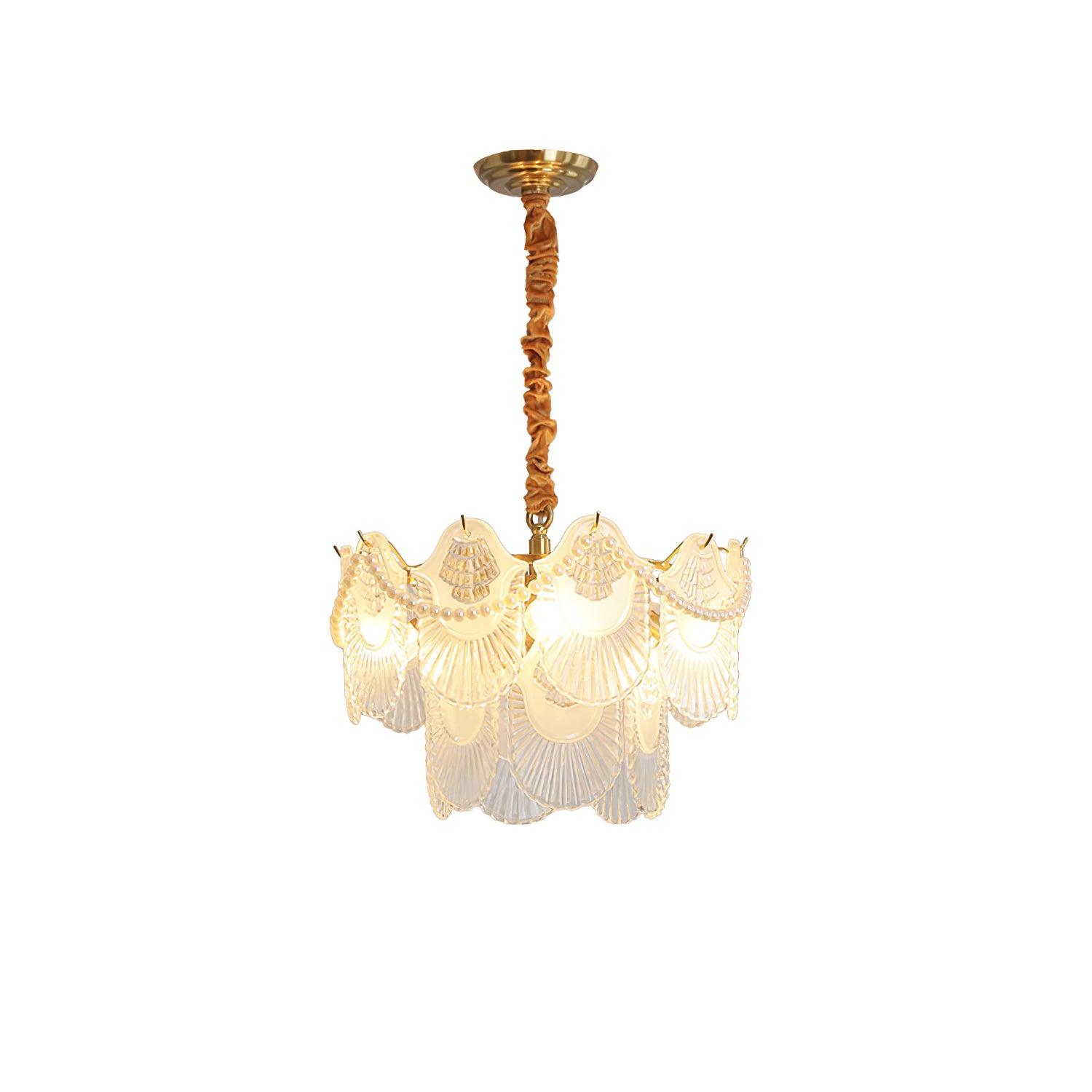 Lustra Chandelier Pearl Glass Shell-Neutral Decor