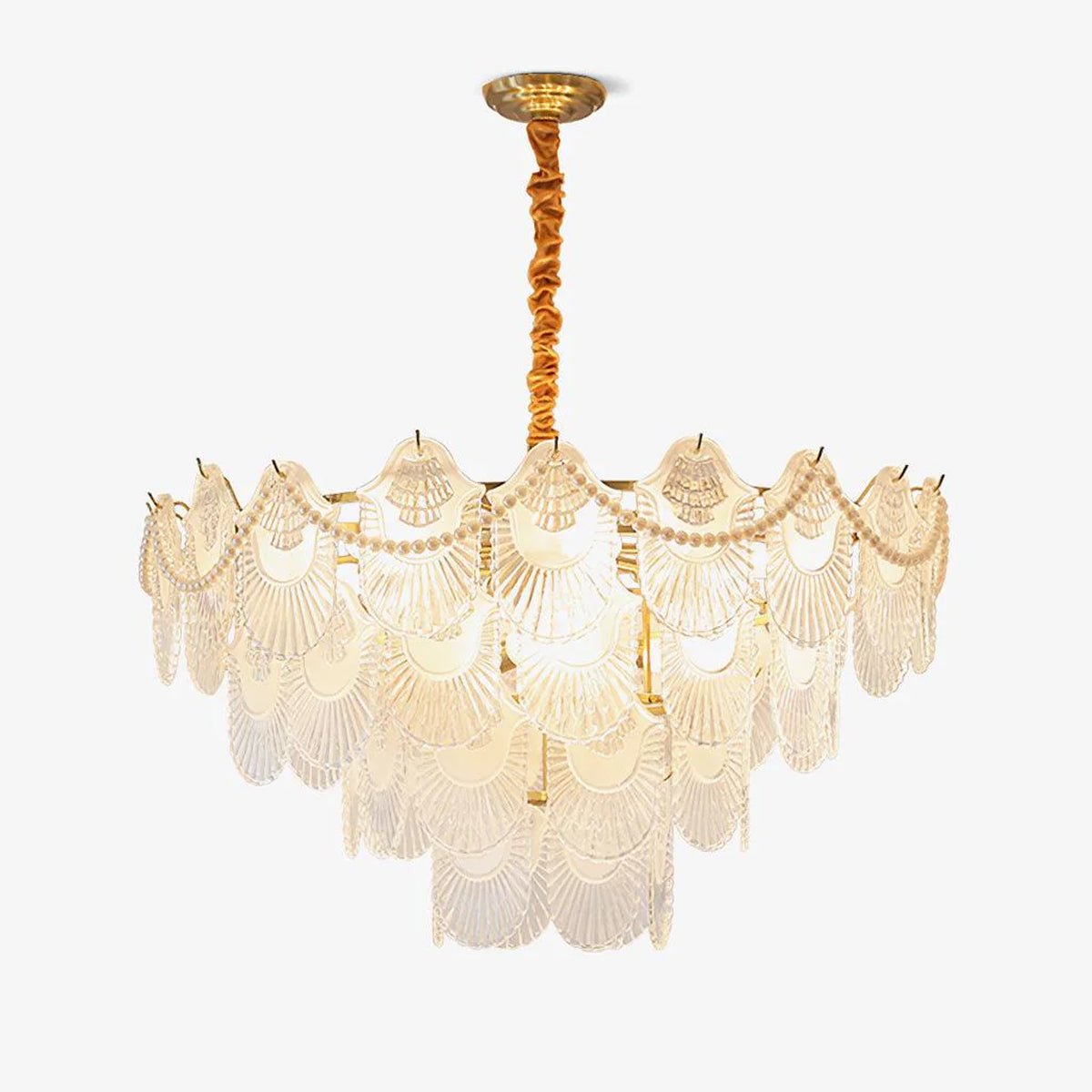 Lustra Chandelier Pearl Glass Shell-Neutral Decor