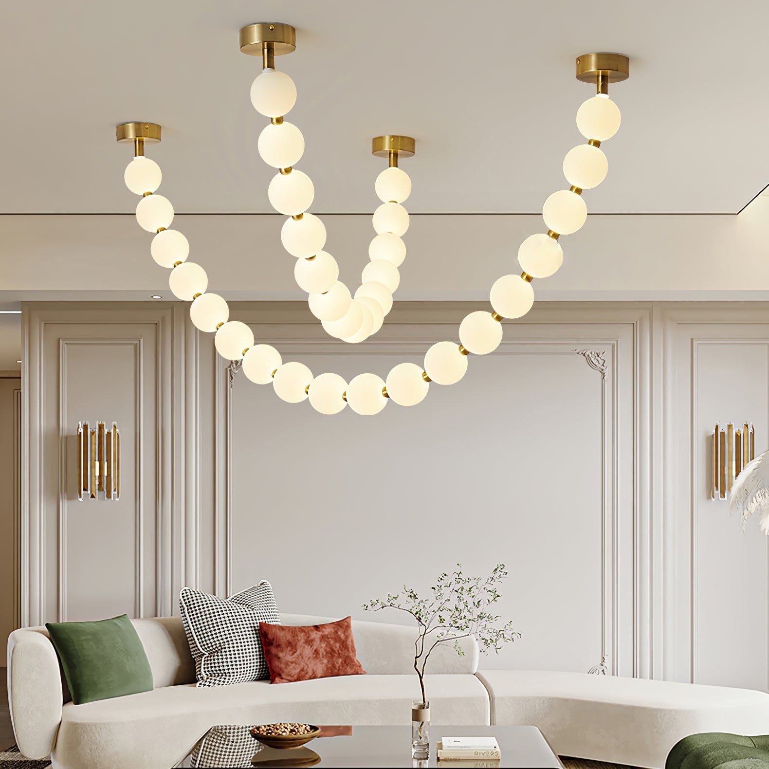 Emelir Pearl Necklace Balls Glass Chandelier-Neutral Decor