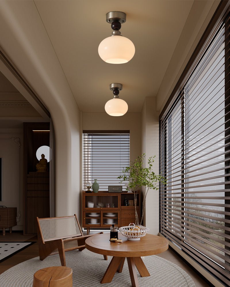 Ivcarila Modern Minimalist Pearl Sphere Glass Ceiling Lamp-Neutral Decor