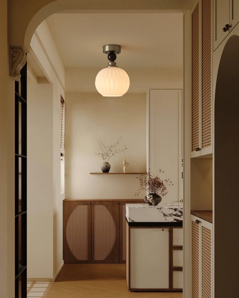 Ivcarila Modern Minimalist Pearl Sphere Glass Ceiling Lamp-Neutral Decor