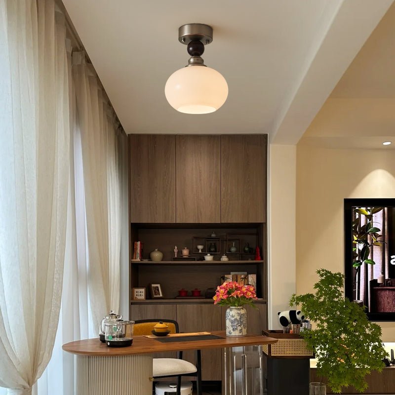 Ivcarila Modern Minimalist Pearl Sphere Glass Ceiling Lamp-Neutral Decor