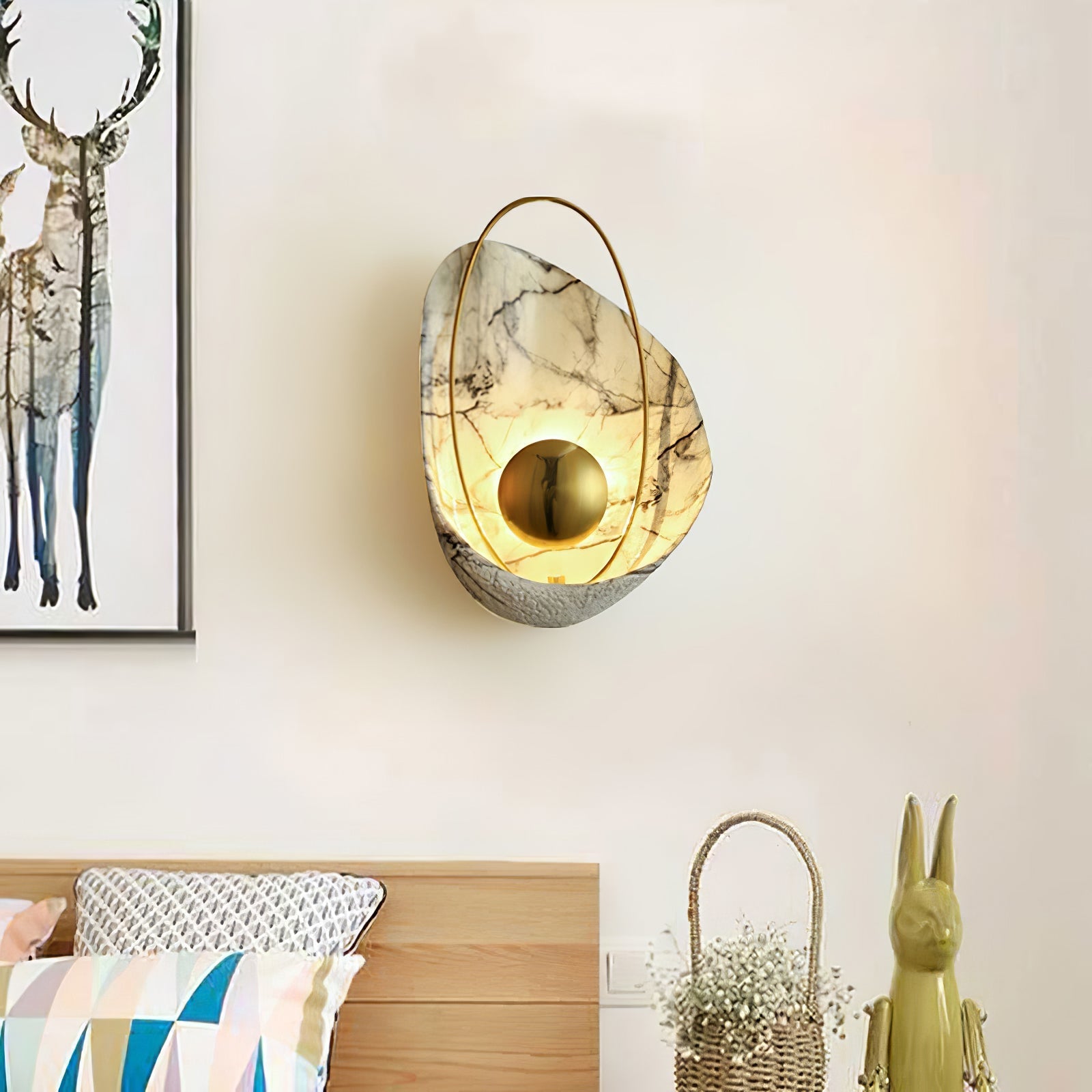 Vethaora Premium Nordic Art Pearl Resin Wall Lamp-Neutral Decor