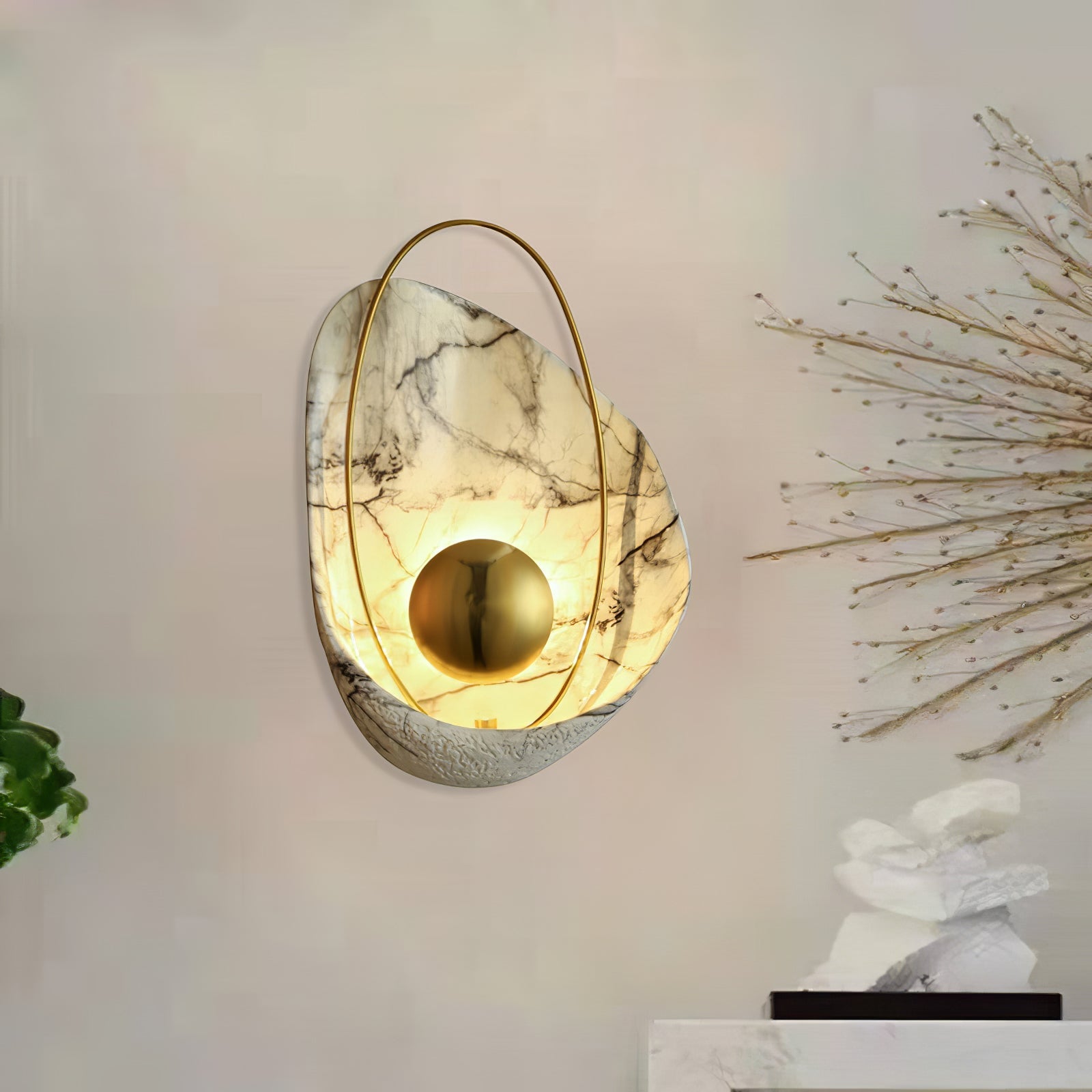 Vethaora Premium Nordic Art Pearl Resin Wall Lamp-Neutral Decor