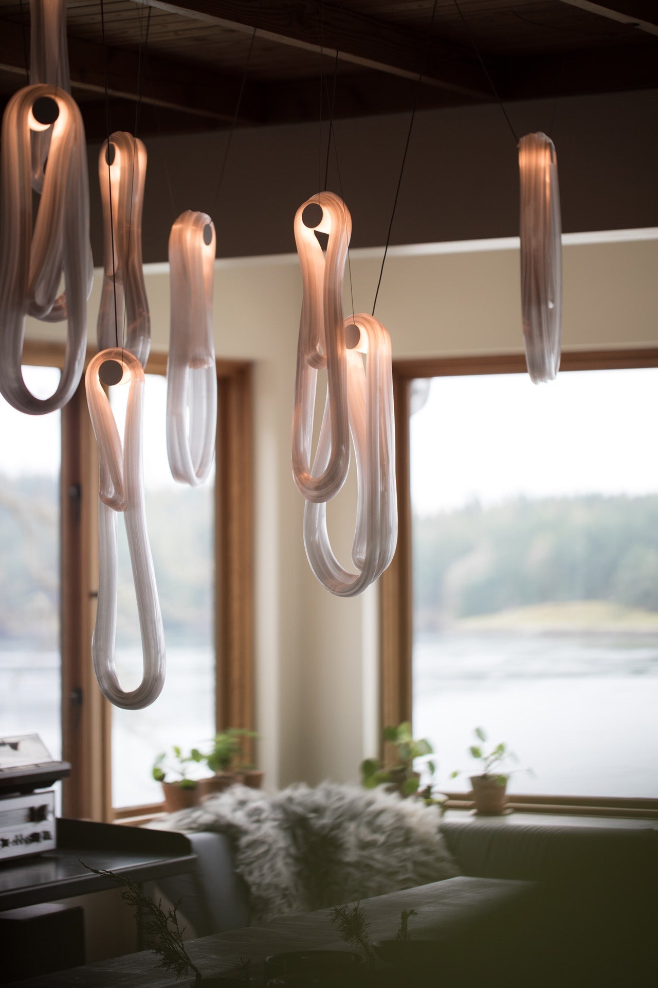 Pearlescent Filament Chandelier-Neutral Decor