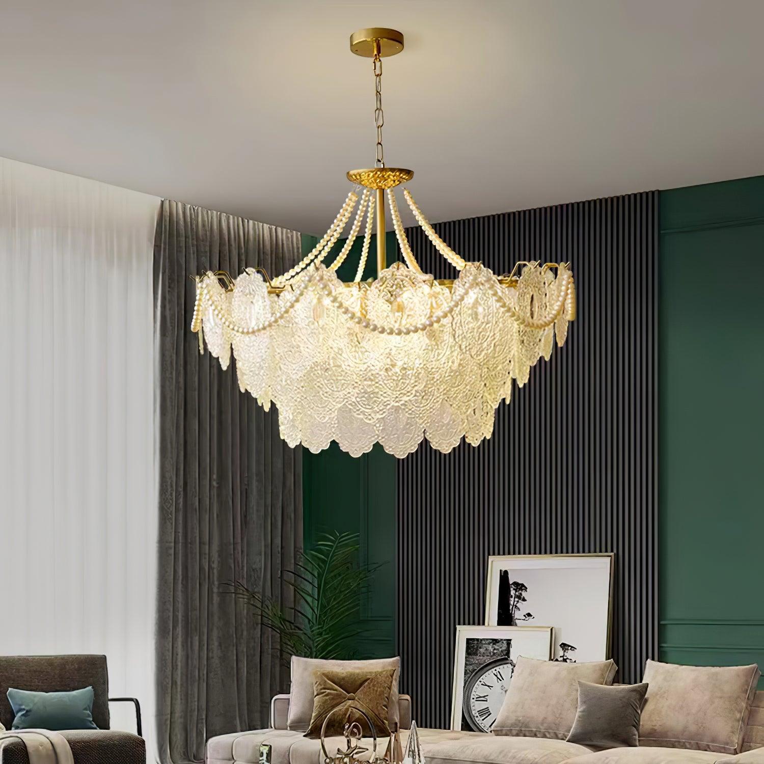 Talem Chandelier Pearls Glass Luxury-Neutral Decor