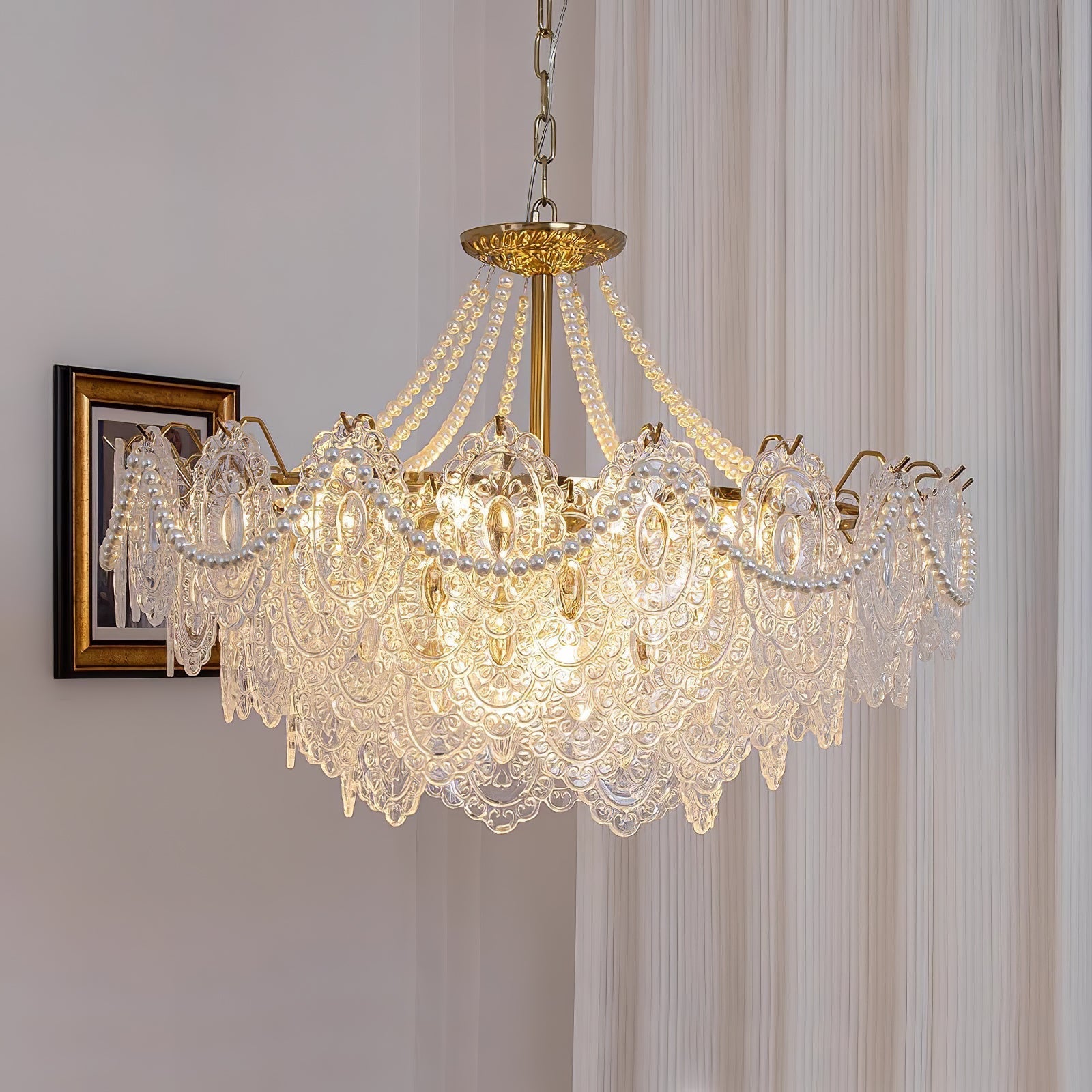Talem Chandelier Pearls Glass Luxury-Neutral Decor