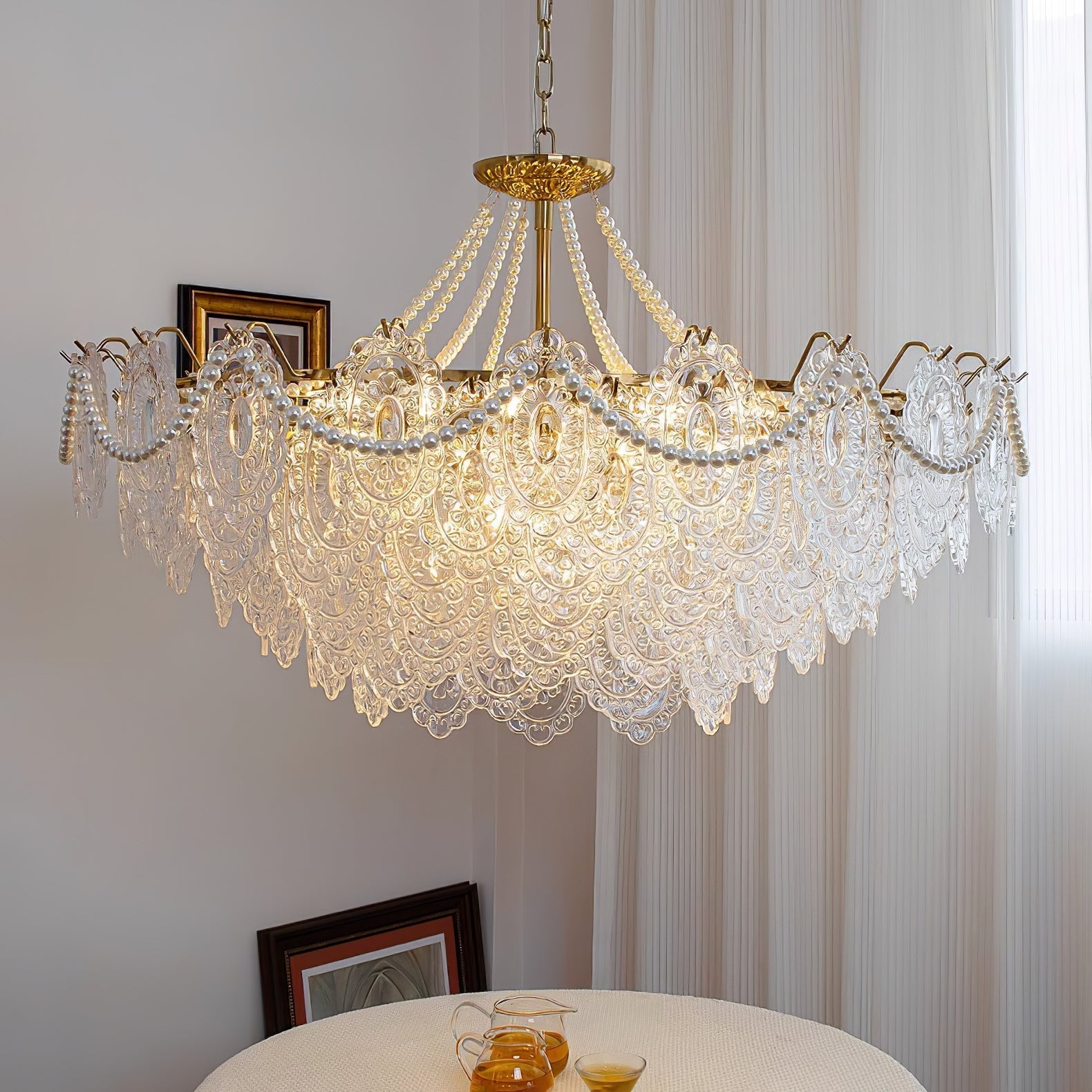 Talem Chandelier Pearls Glass Luxury-Neutral Decor