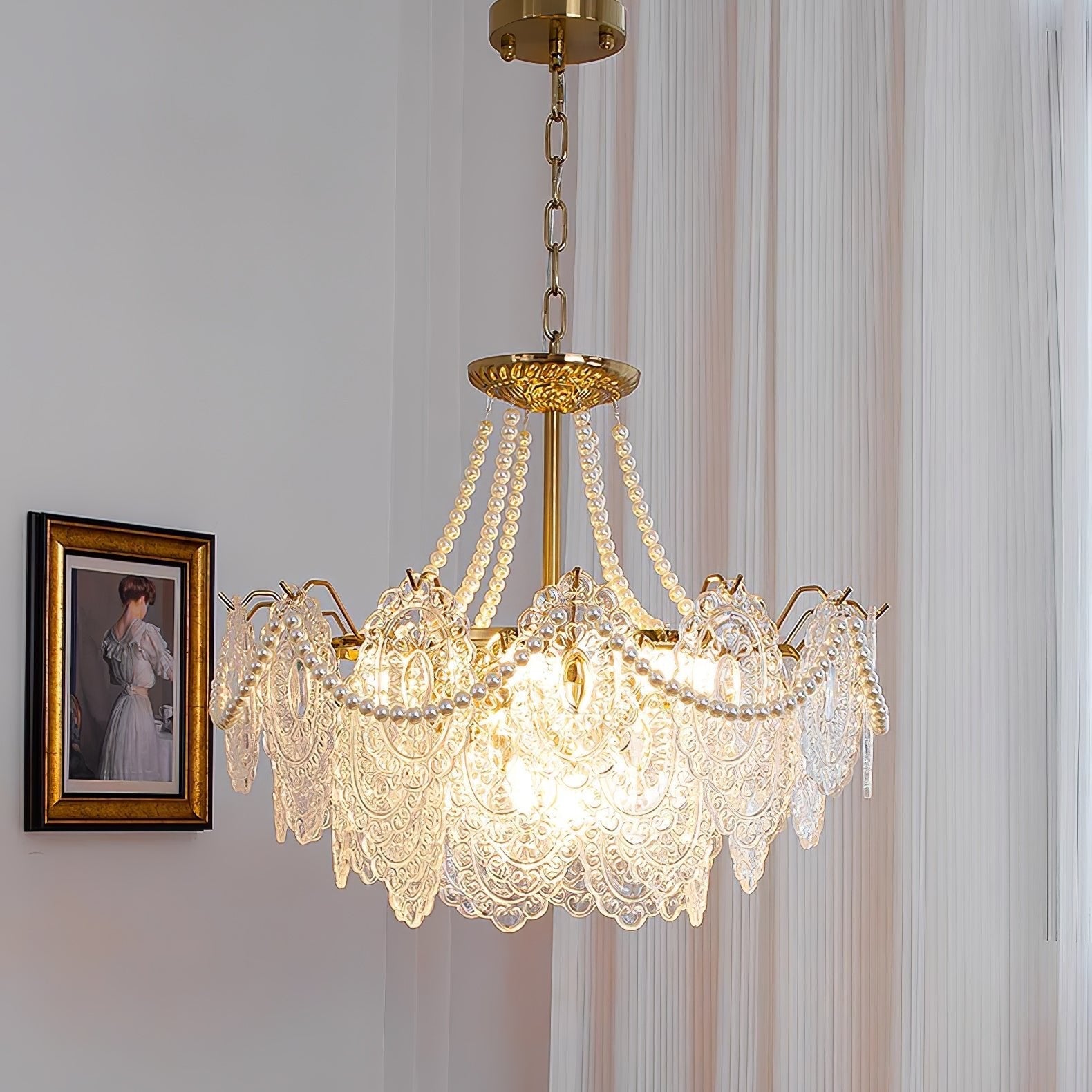 Talem Chandelier Pearls Glass Luxury-Neutral Decor