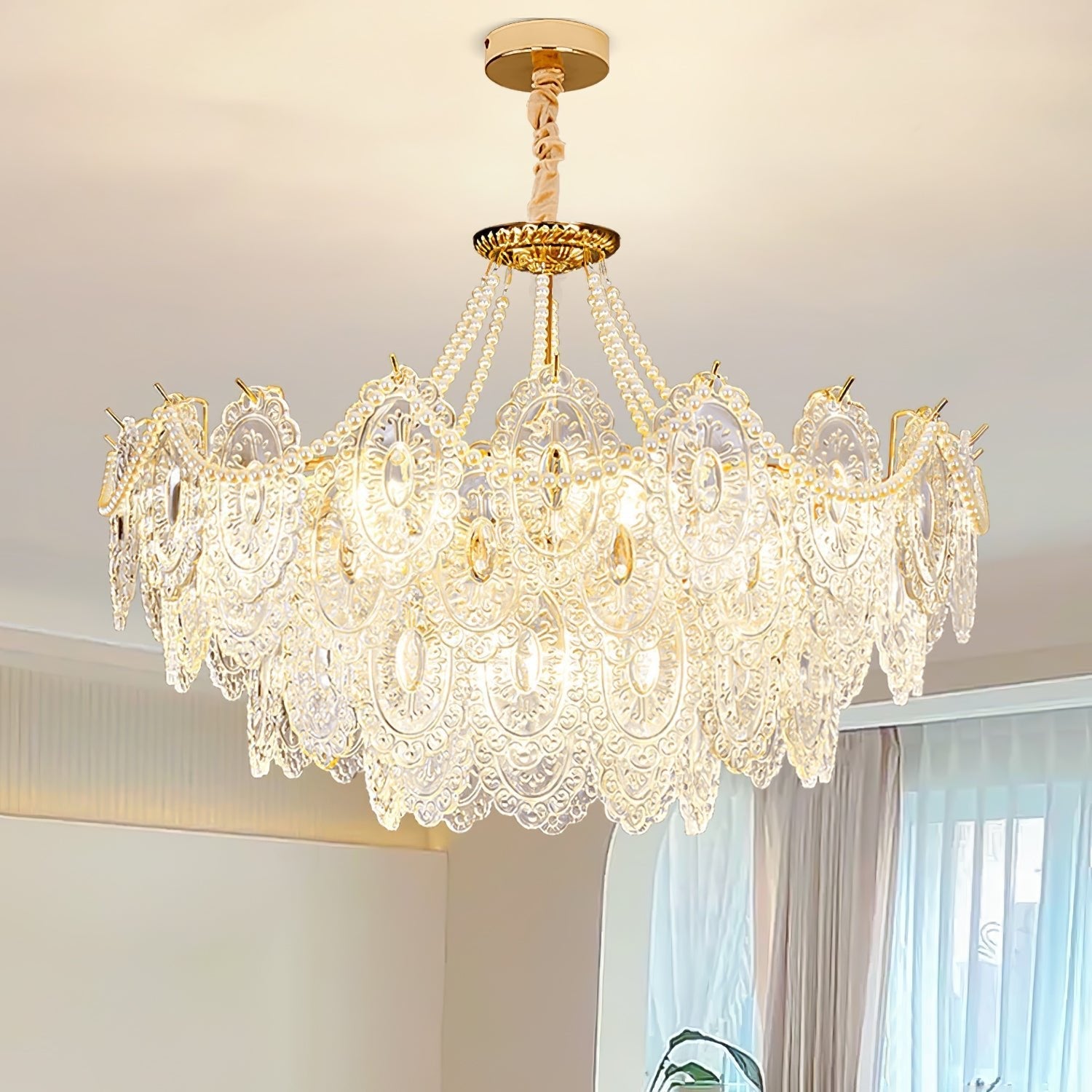 Talem Chandelier Pearls Glass Luxury-Neutral Decor