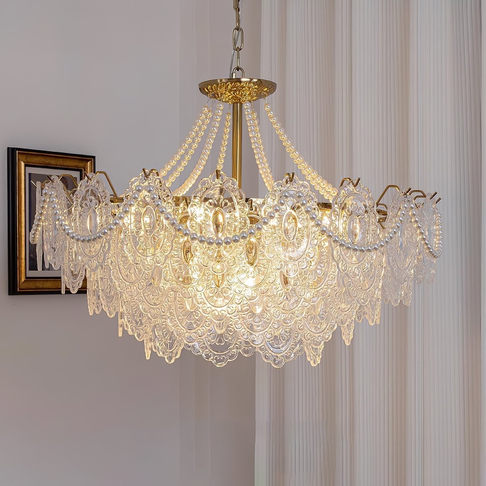 Talem Chandelier Pearls Glass Luxury-Neutral Decor