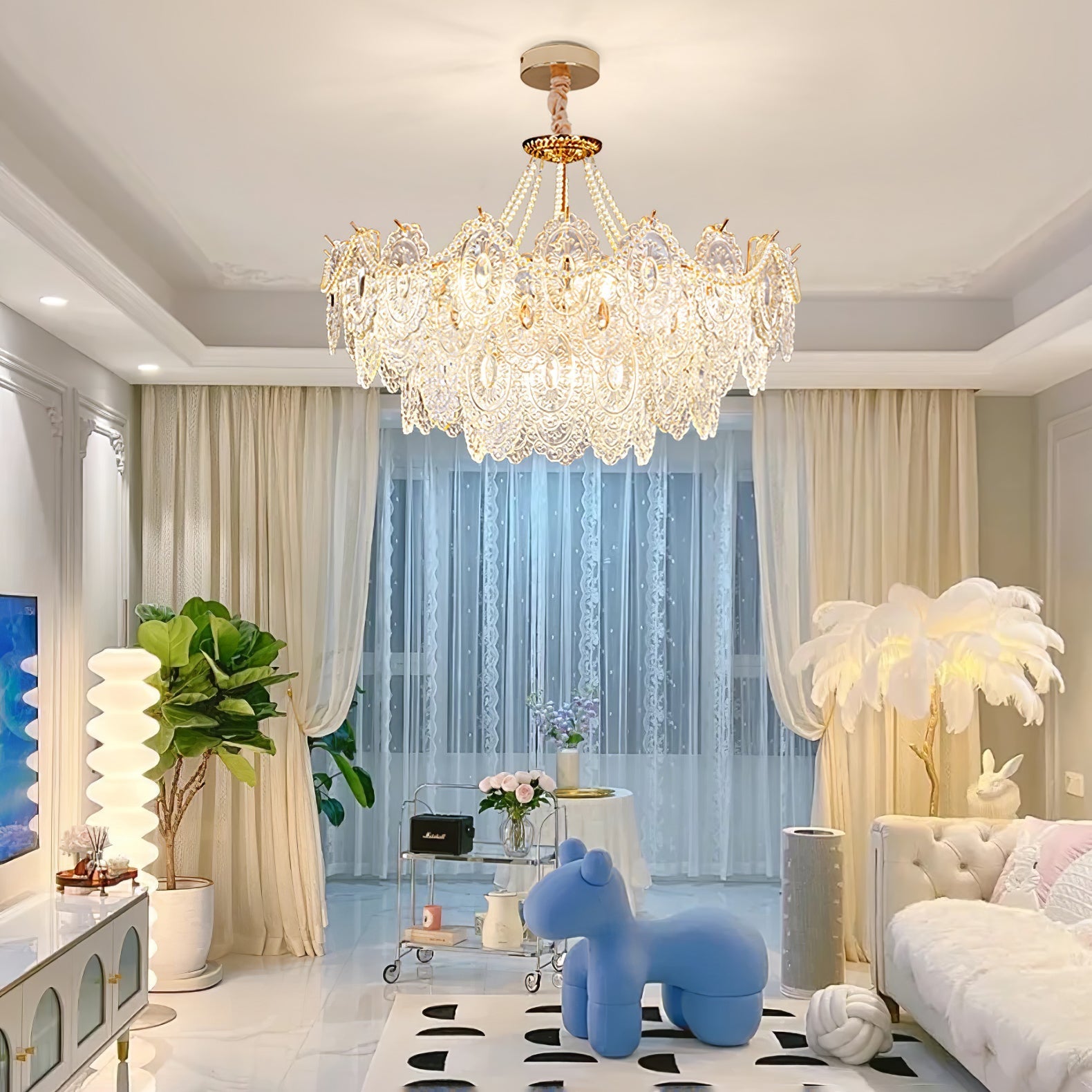 Talem Chandelier Pearls Glass Luxury-Neutral Decor