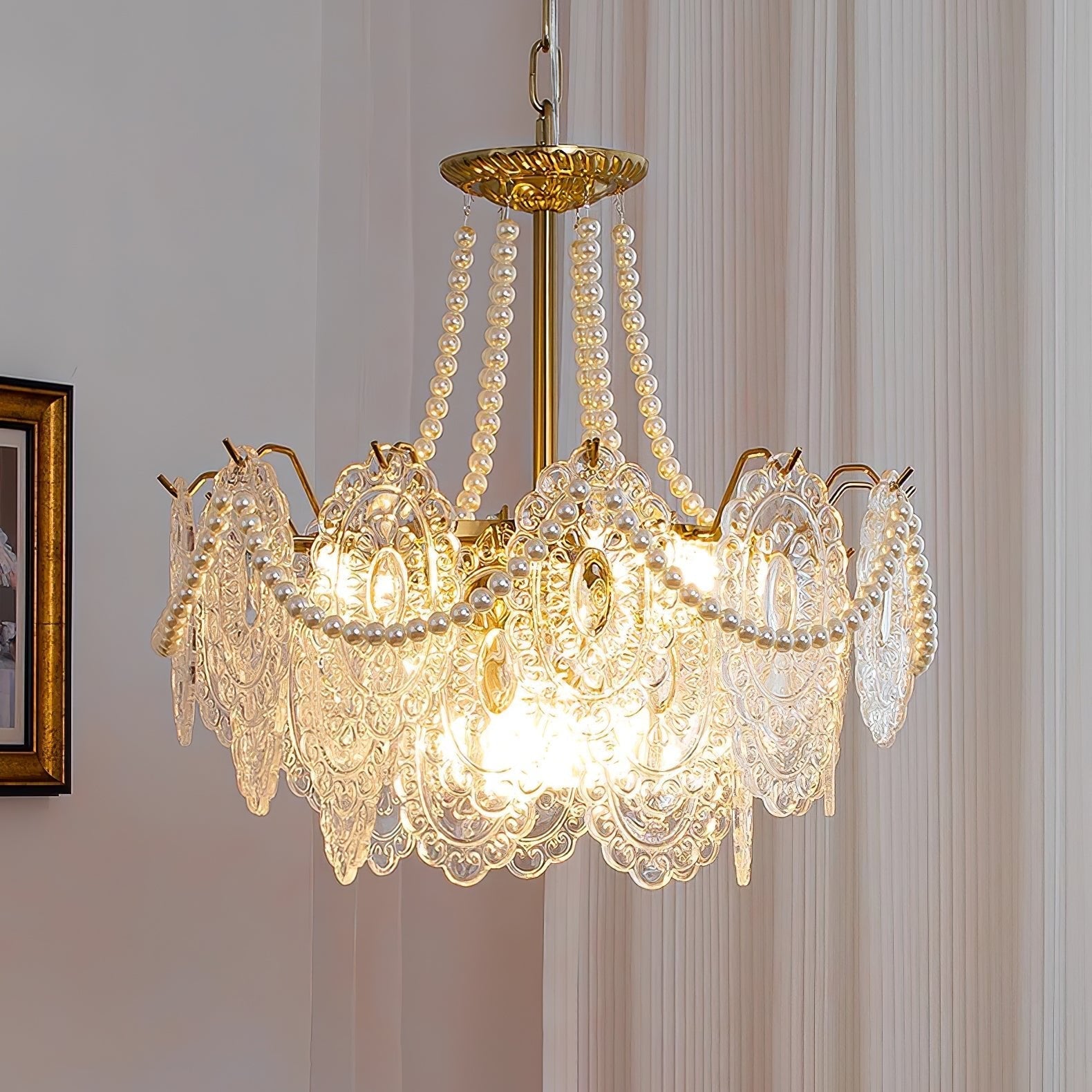 Talem Chandelier Pearls Glass Luxury-Neutral Decor