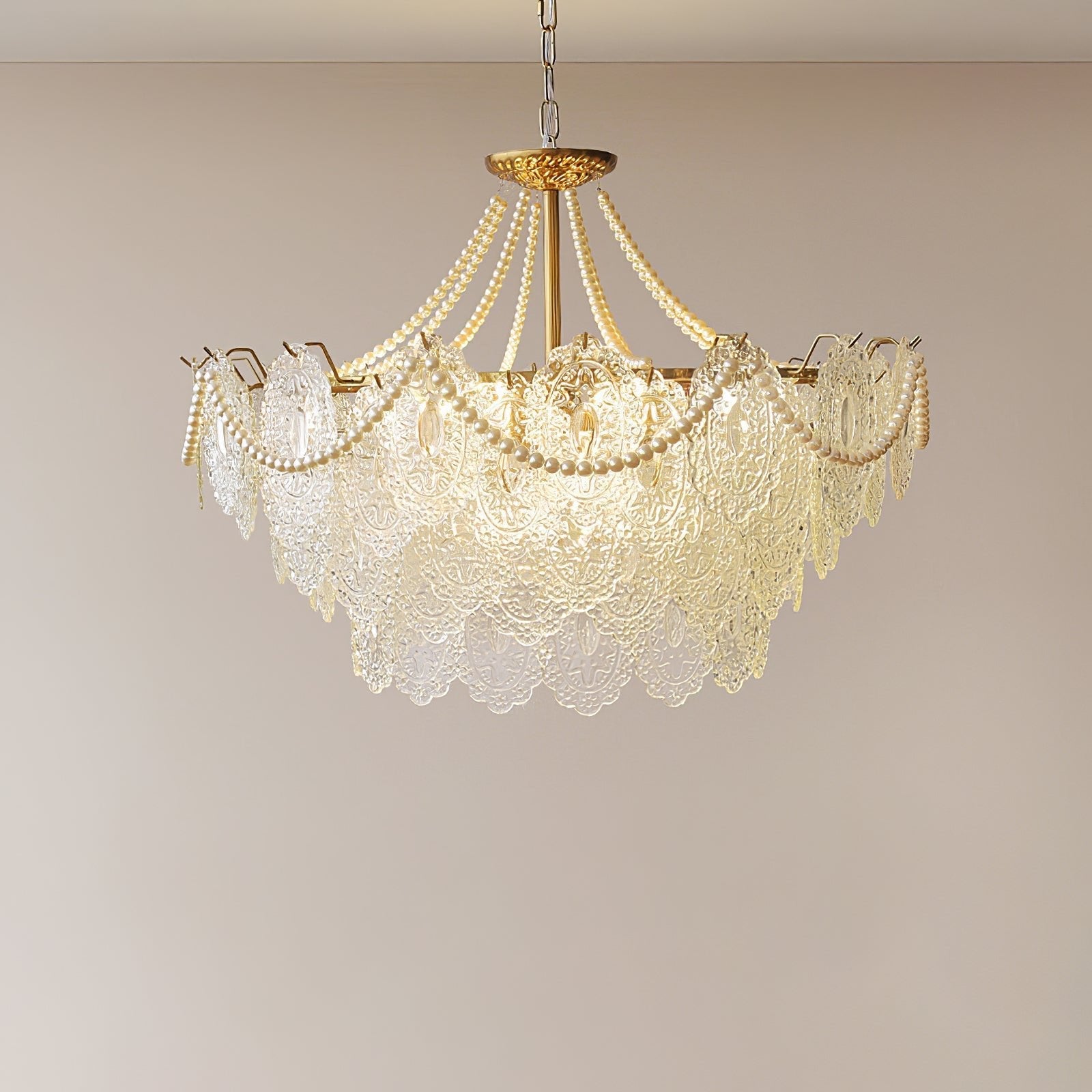 Pearls Glass Chandelier-Neutral Decor