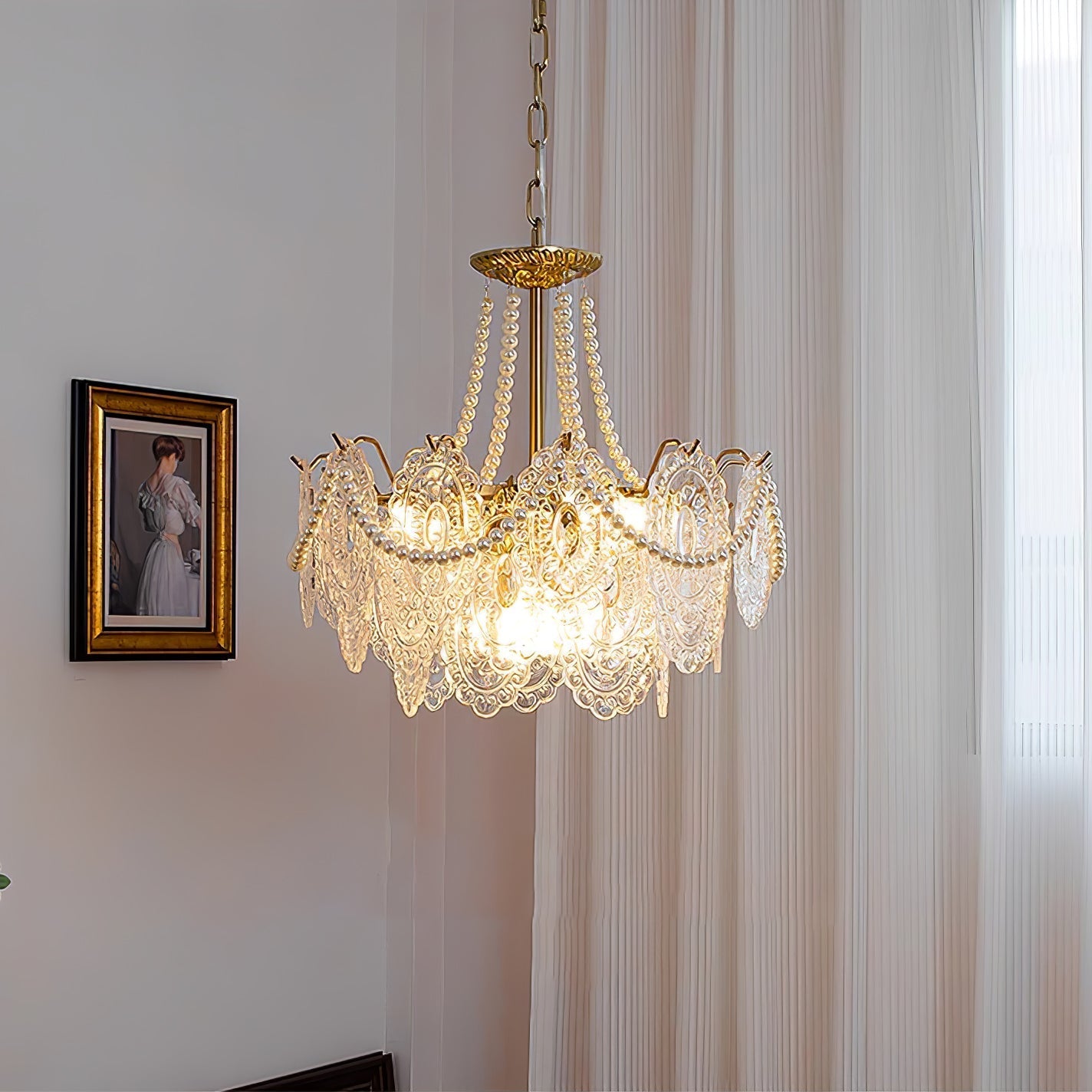 Talem Chandelier Pearls Glass Luxury-Neutral Decor