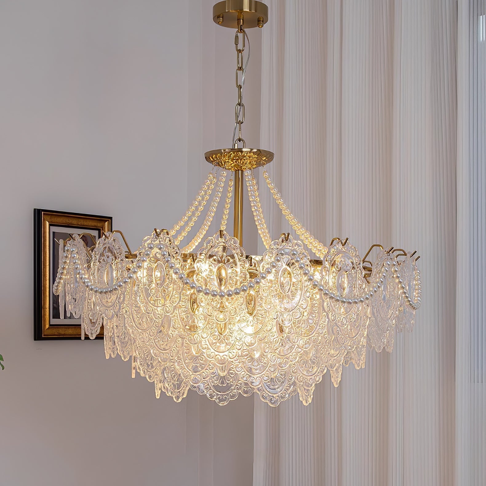 Talem Chandelier Pearls Glass Luxury-Neutral Decor