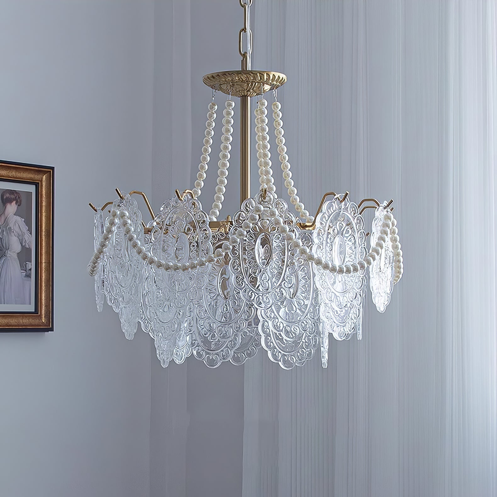 Talem Chandelier Pearls Glass Luxury-Neutral Decor
