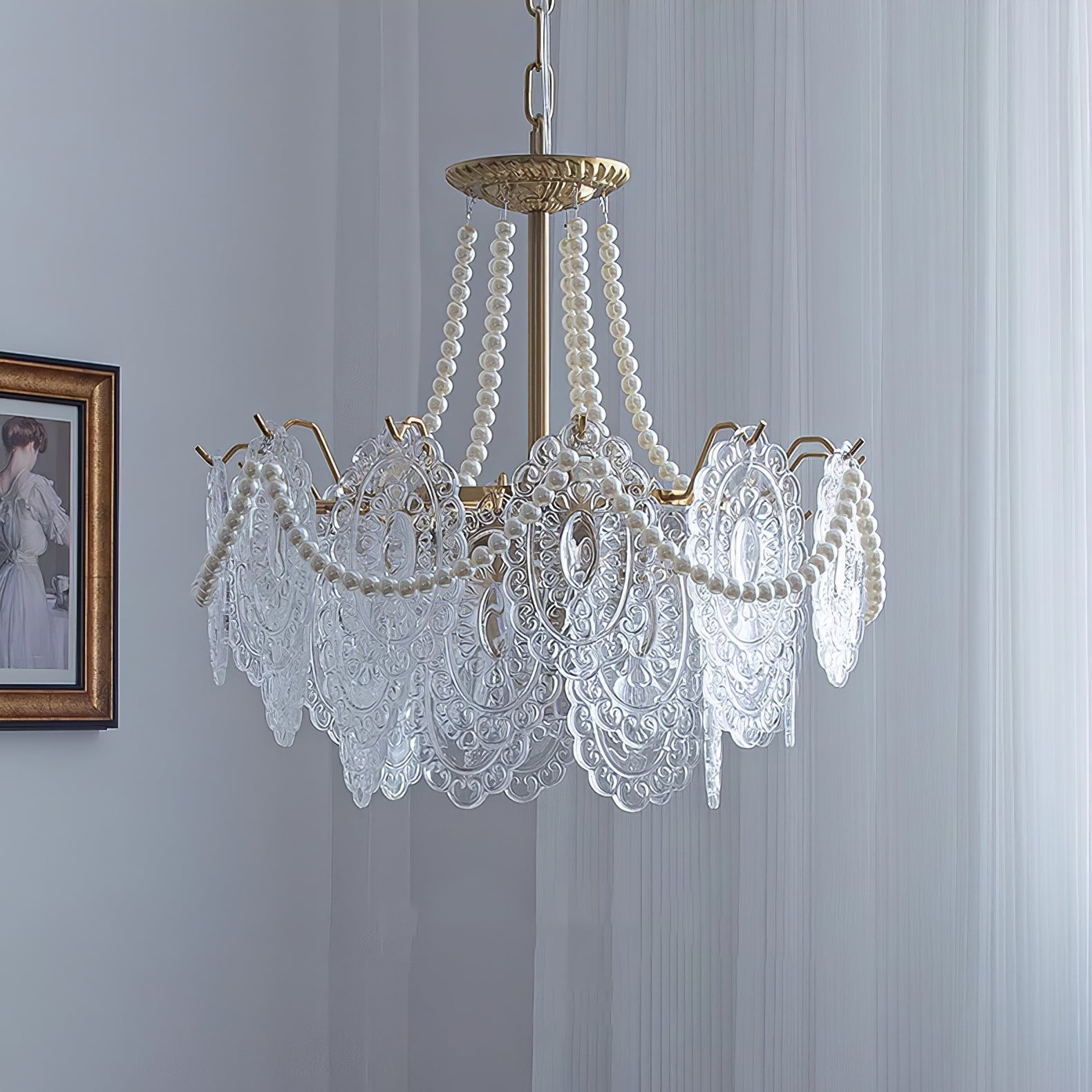 Pearls Glass Chandelier-Neutral Decor