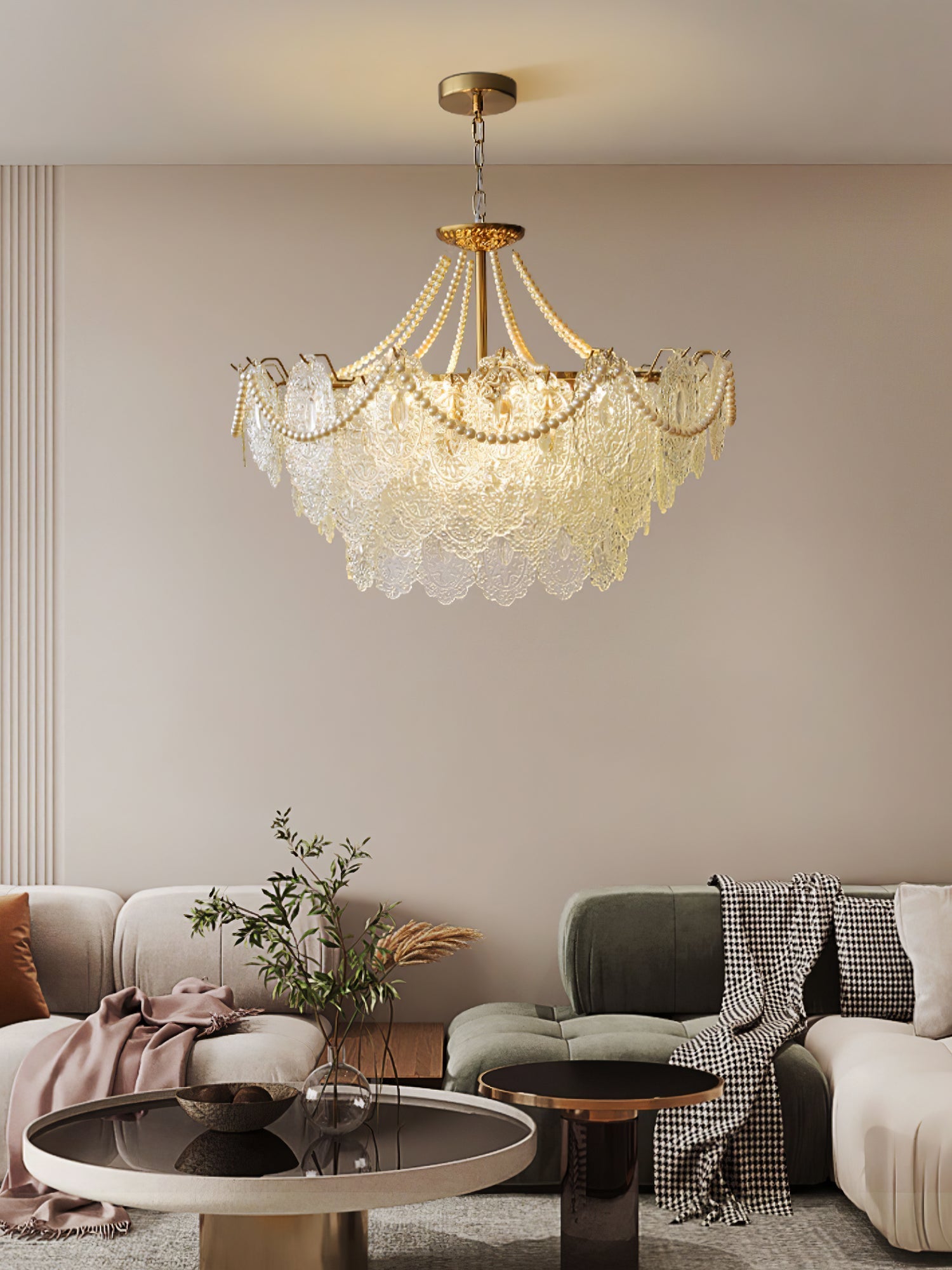Talem Chandelier Pearls Glass Luxury-Neutral Decor