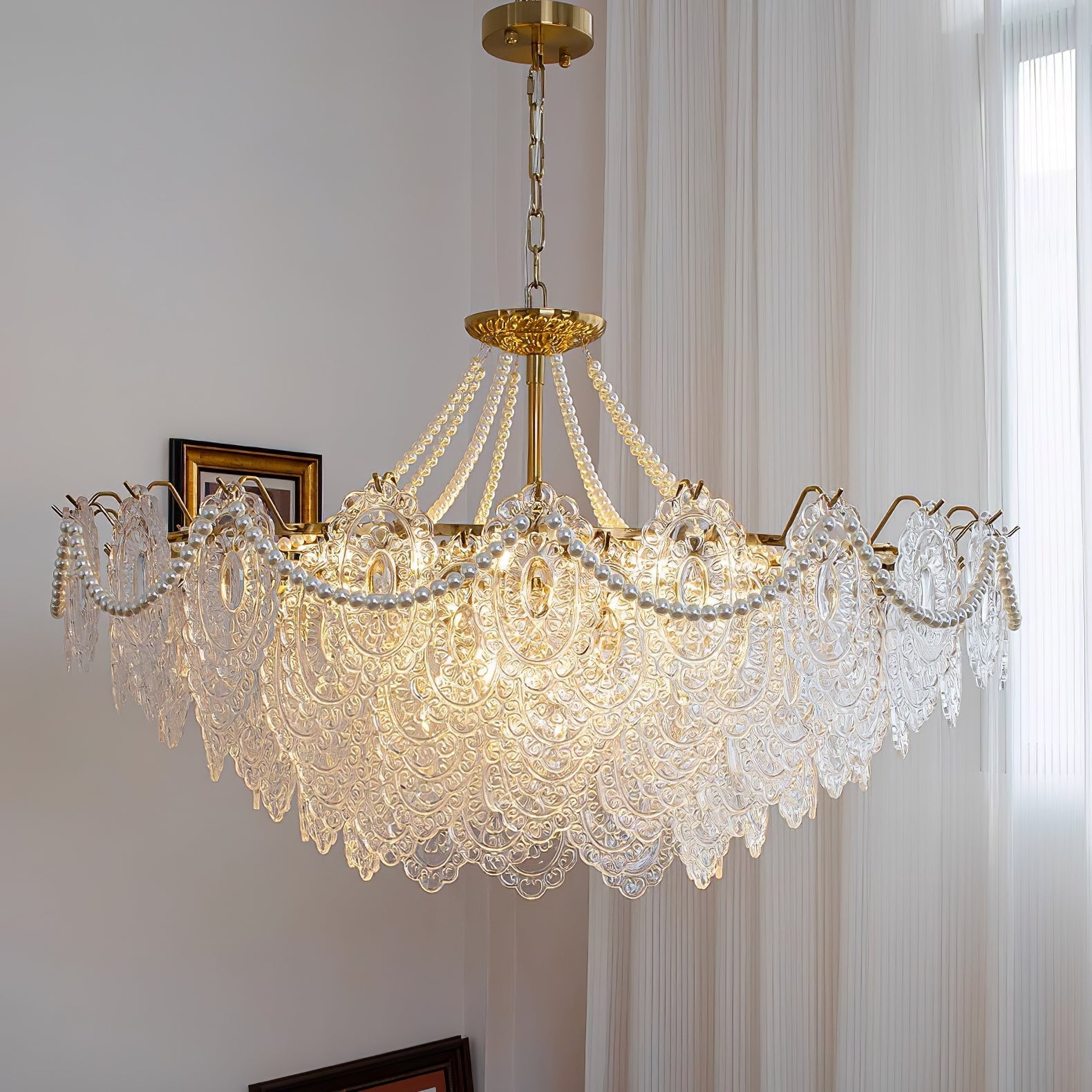 Talem Chandelier Pearls Glass Luxury-Neutral Decor