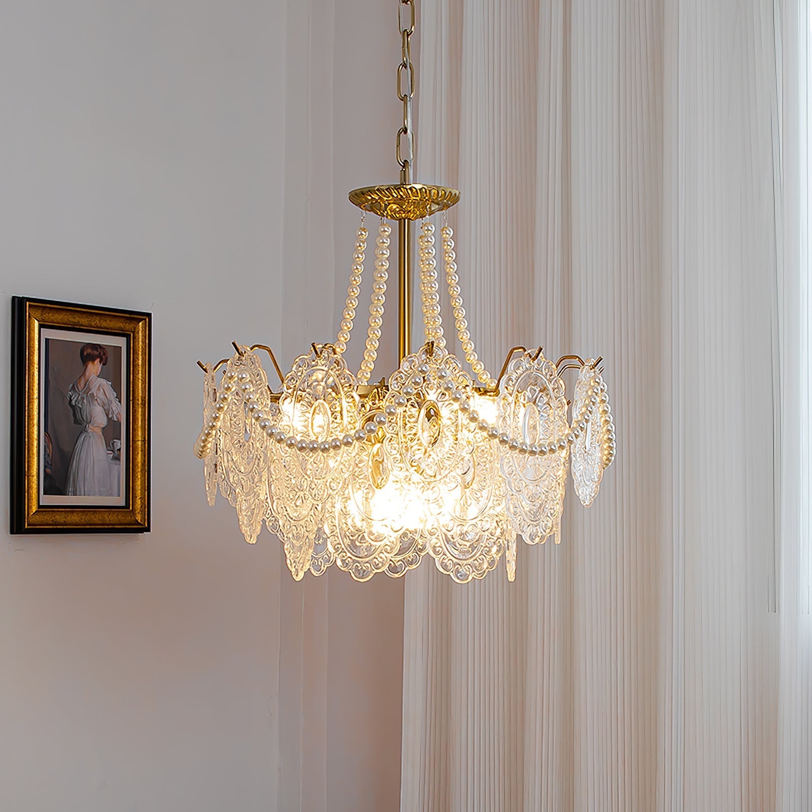 Talem Chandelier Pearls Glass Luxury-Neutral Decor