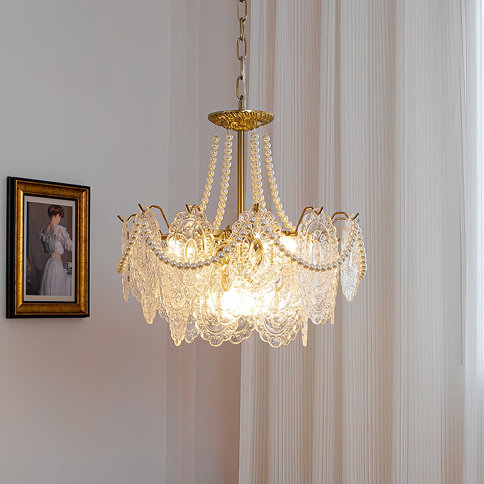 Pearls Glass Chandelier-Neutral Decor