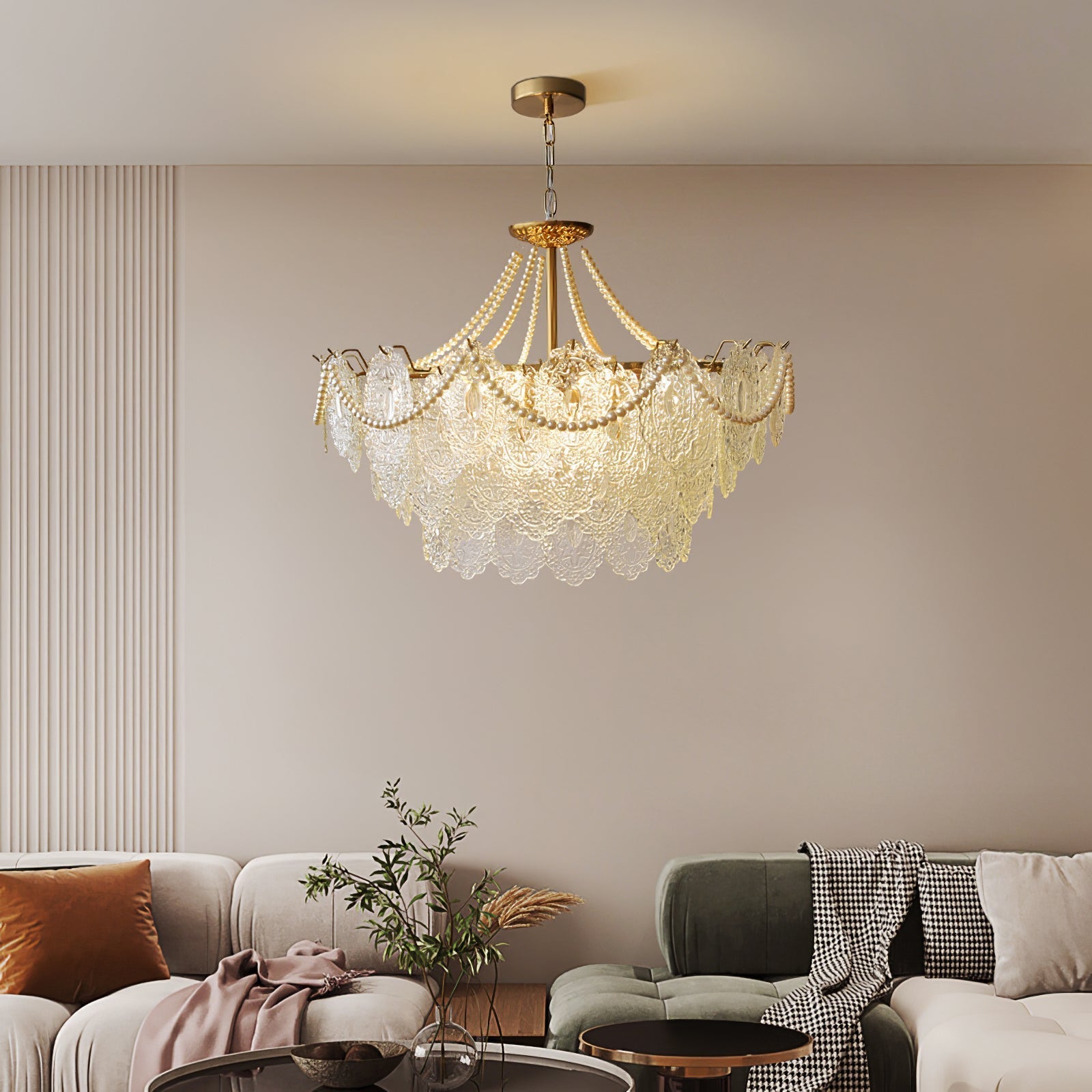 Talem Chandelier Pearls Glass Luxury-Neutral Decor