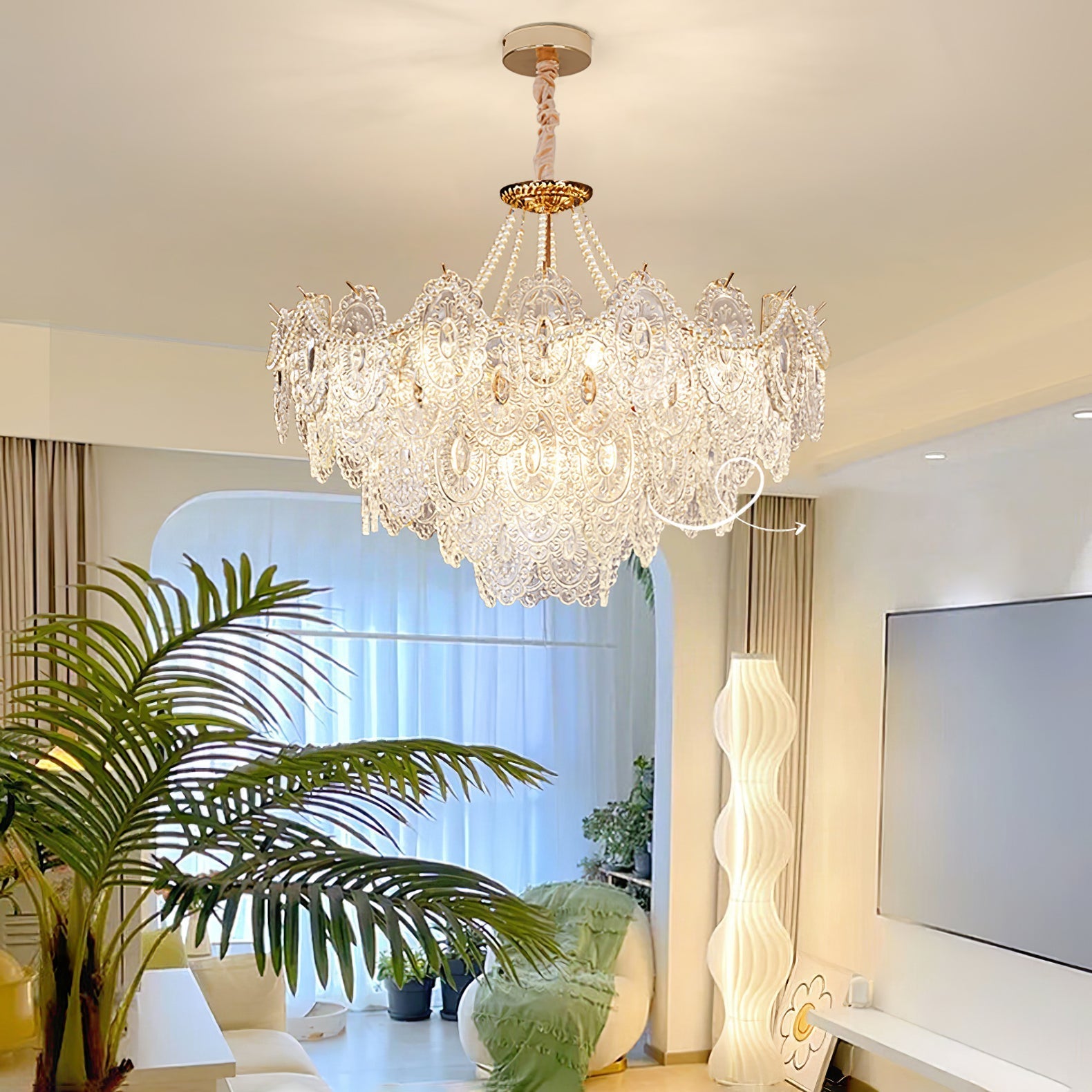 Talem Chandelier Pearls Glass Luxury-Neutral Decor