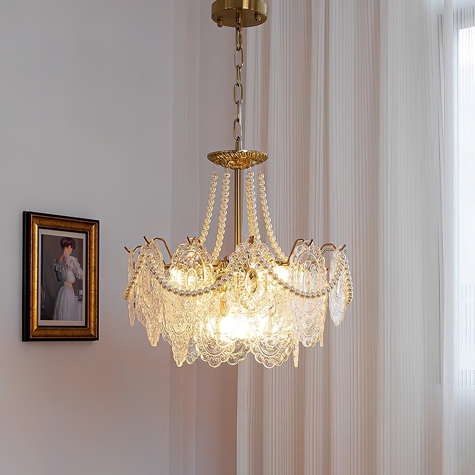 Talem Chandelier Pearls Glass Luxury-Neutral Decor