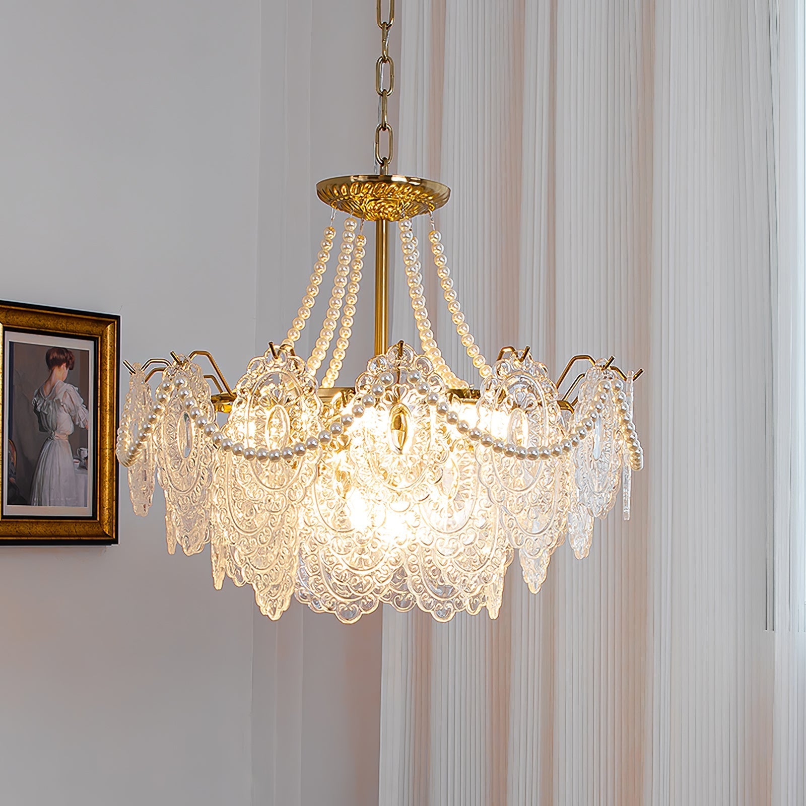 Talem Chandelier Pearls Glass Luxury-Neutral Decor