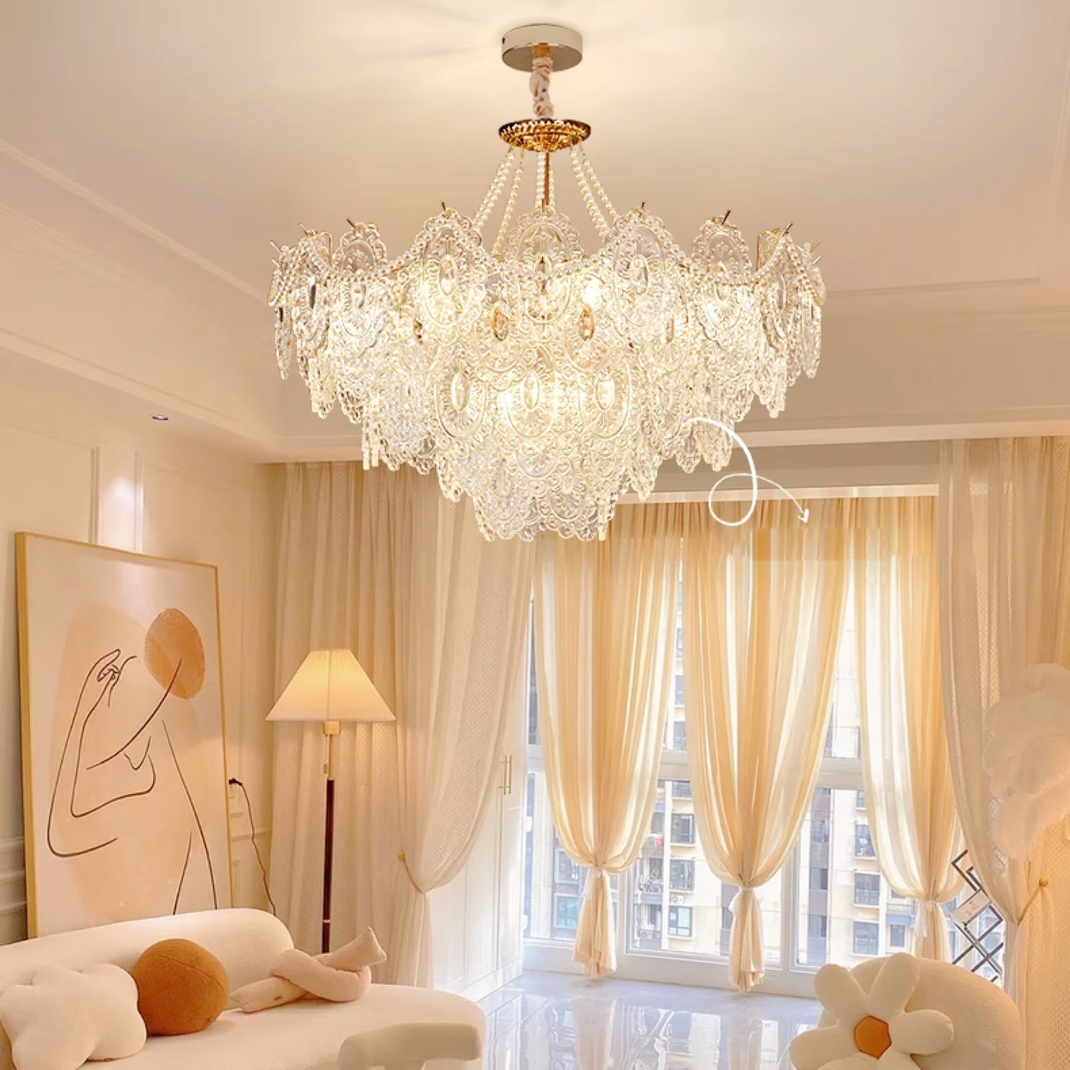 Talem Chandelier Pearls Glass Luxury-Neutral Decor