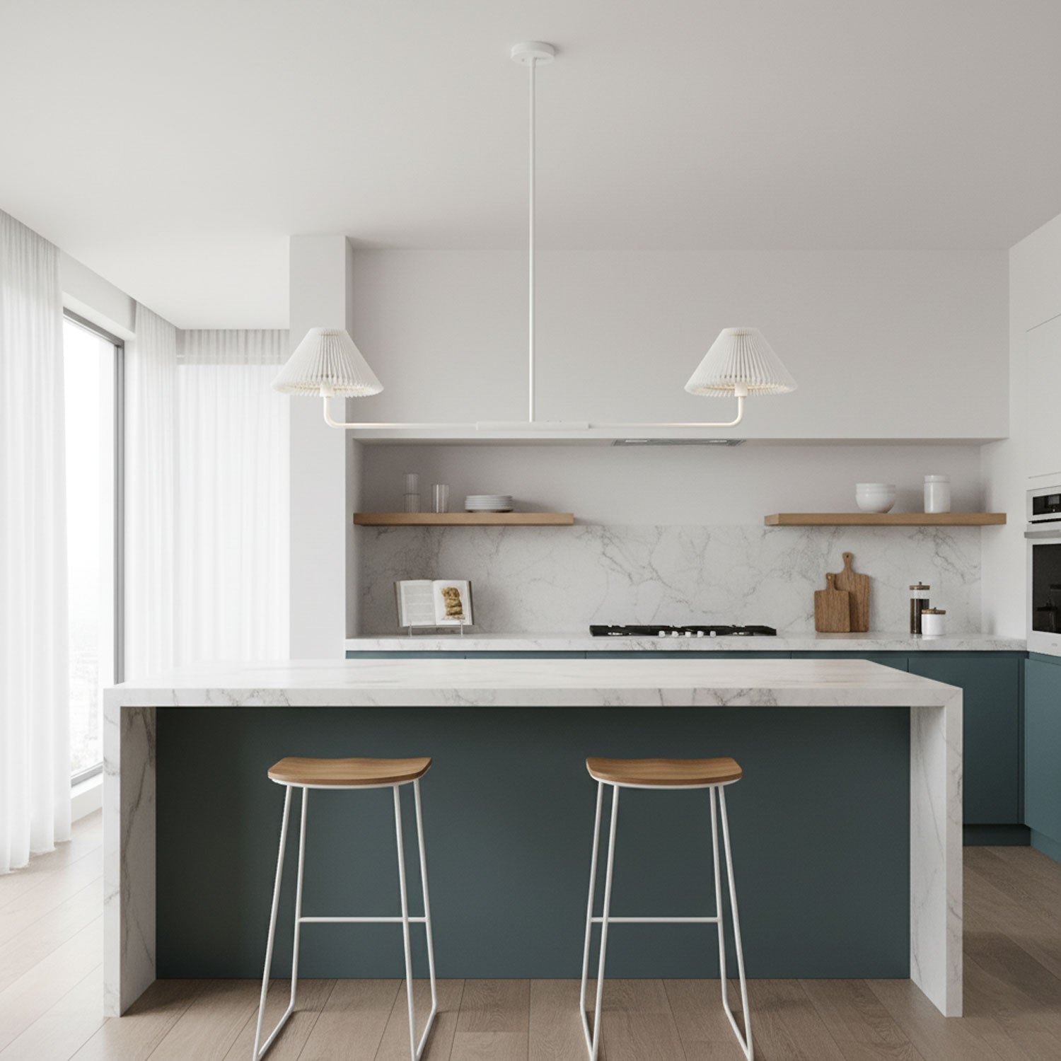 The Pearson Linear Pendant Lamp shown in a black finish.