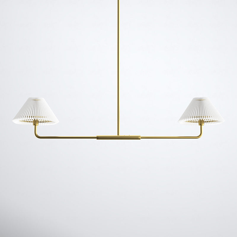 View of the lamp from below, showing the two light sources.