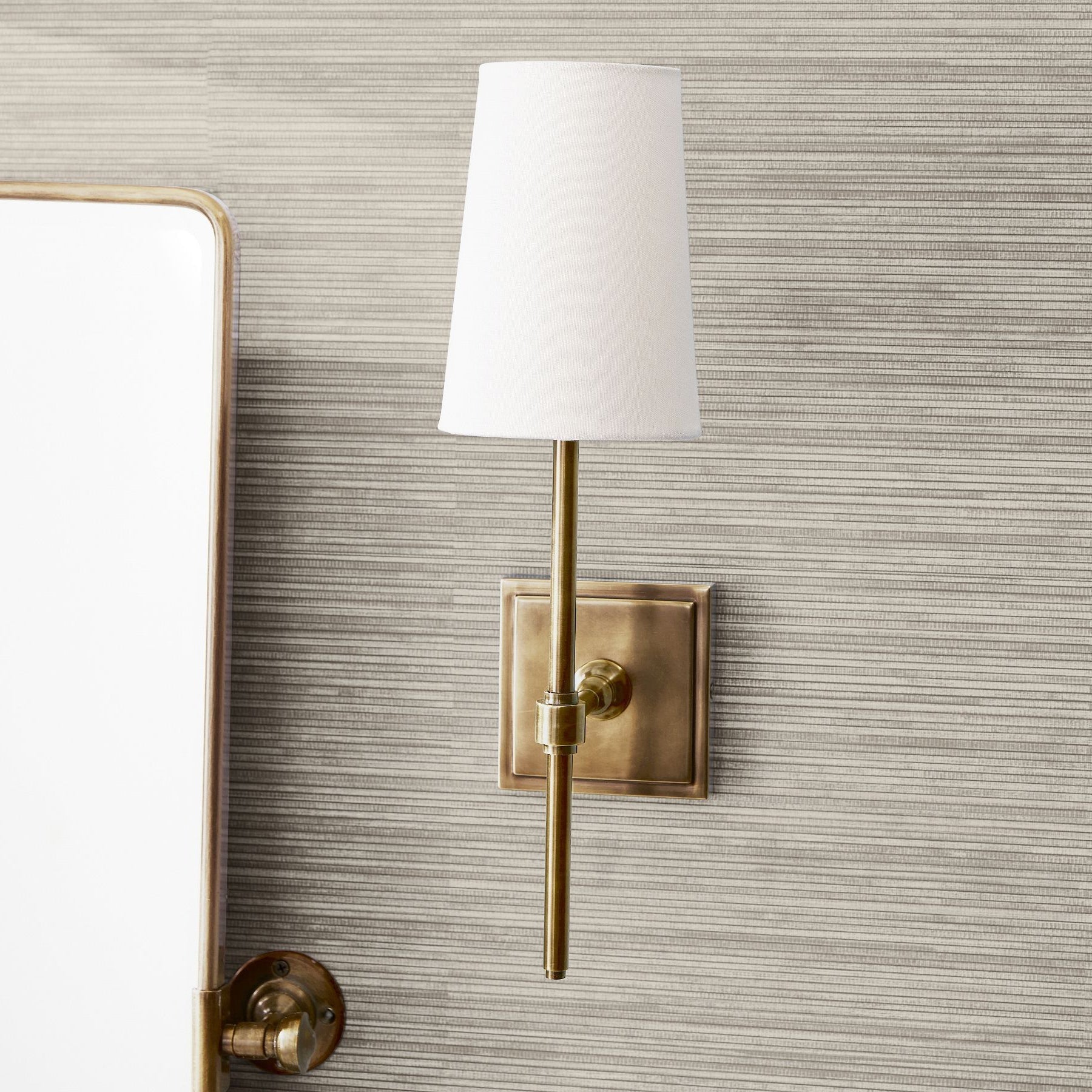 Vicarara Vintage Industrial Brass Fabric Wall Lamp-Neutral Decor